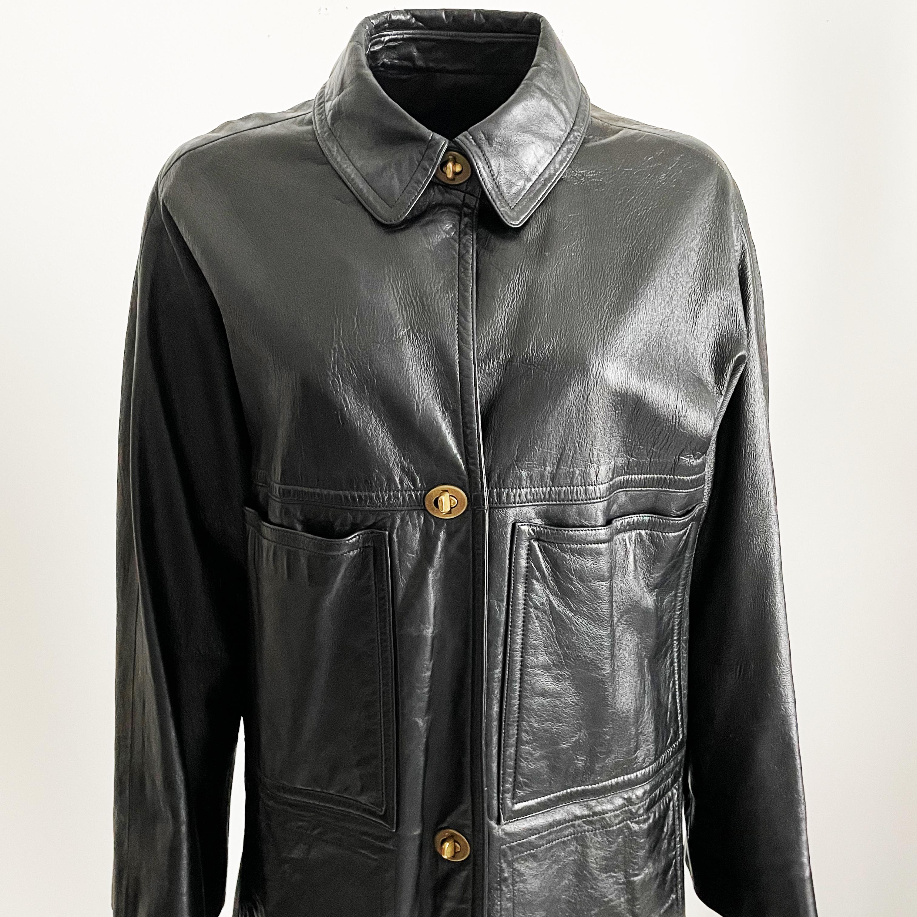 Bonnie Cashin Sills Black Leather Coat with Turnlock Fasteners 1