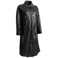 Bonnie Cashin Sills Black Leather Coat with Turnlock Fasteners
