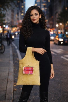 Bonnie Cashin Sling Bag Cashin Carry Suede Leather Kiss Lock Tote Vintage 1960s