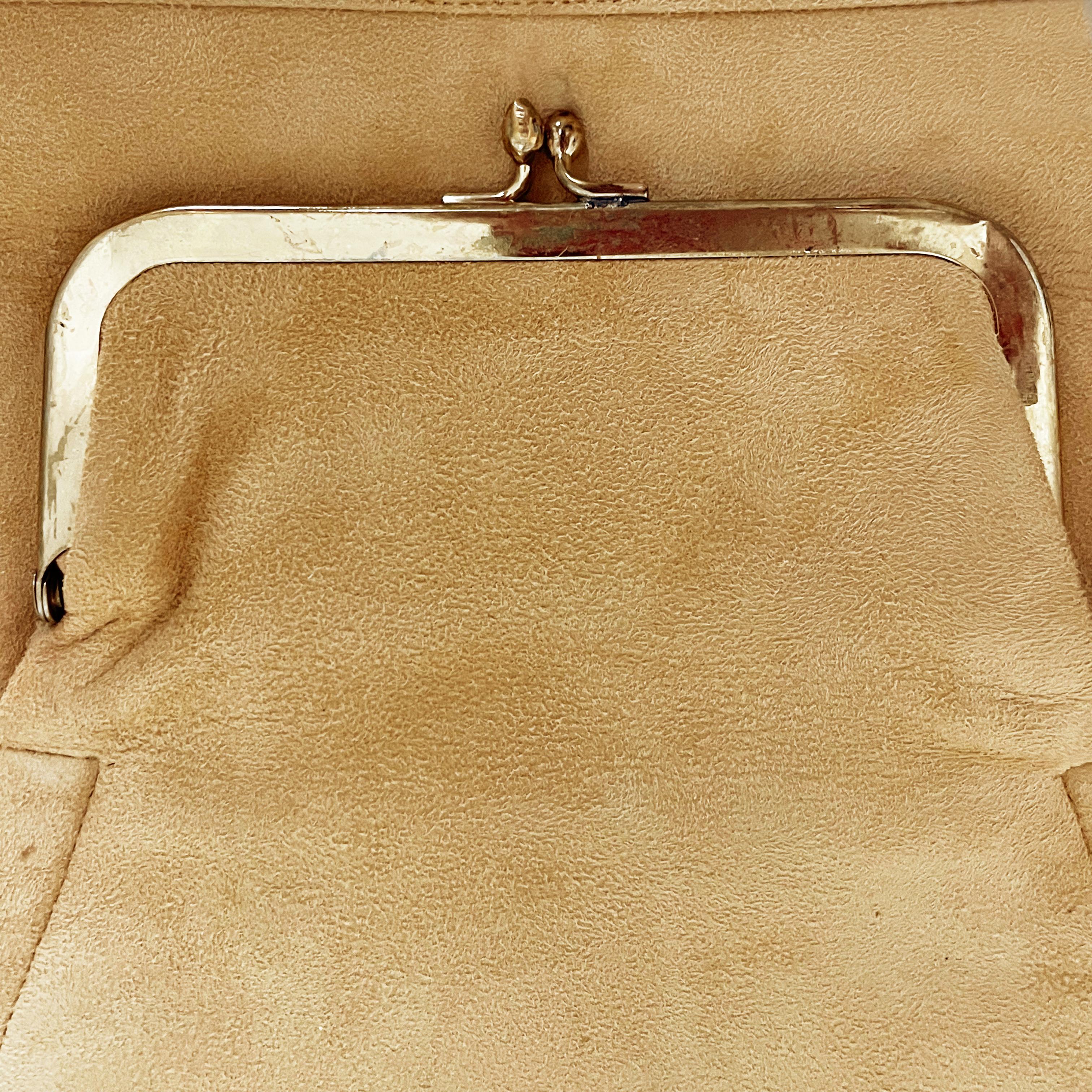 Bonnie Cashin Sling Bag Cashin Carry Suede Leather Kiss Lock Tote Vintage 1960s For Sale 7