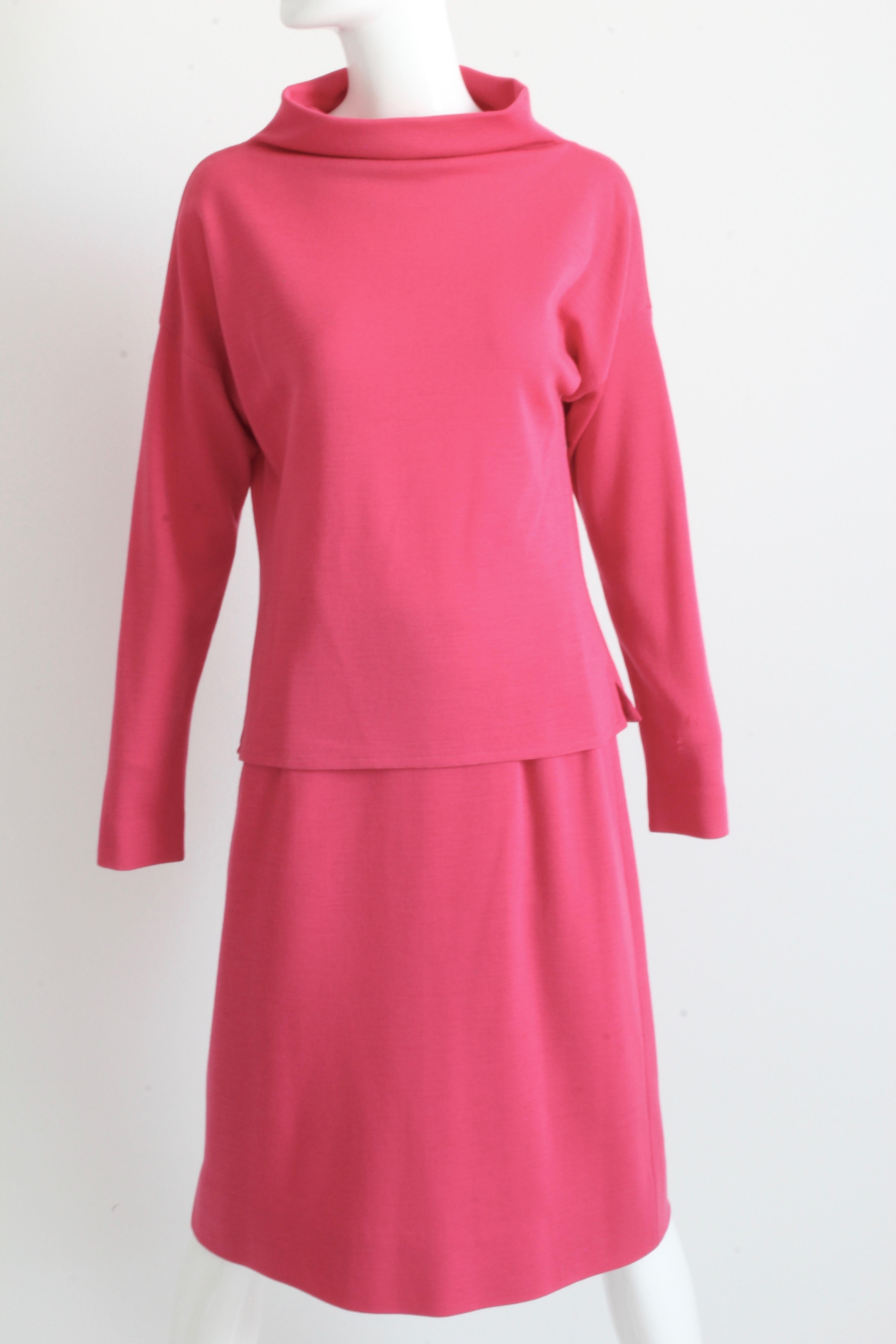 Rose Ensemble 2 pièces - Haut et jupe en tricot rose - Bonnie Cashin - Vintage 1960s en vente