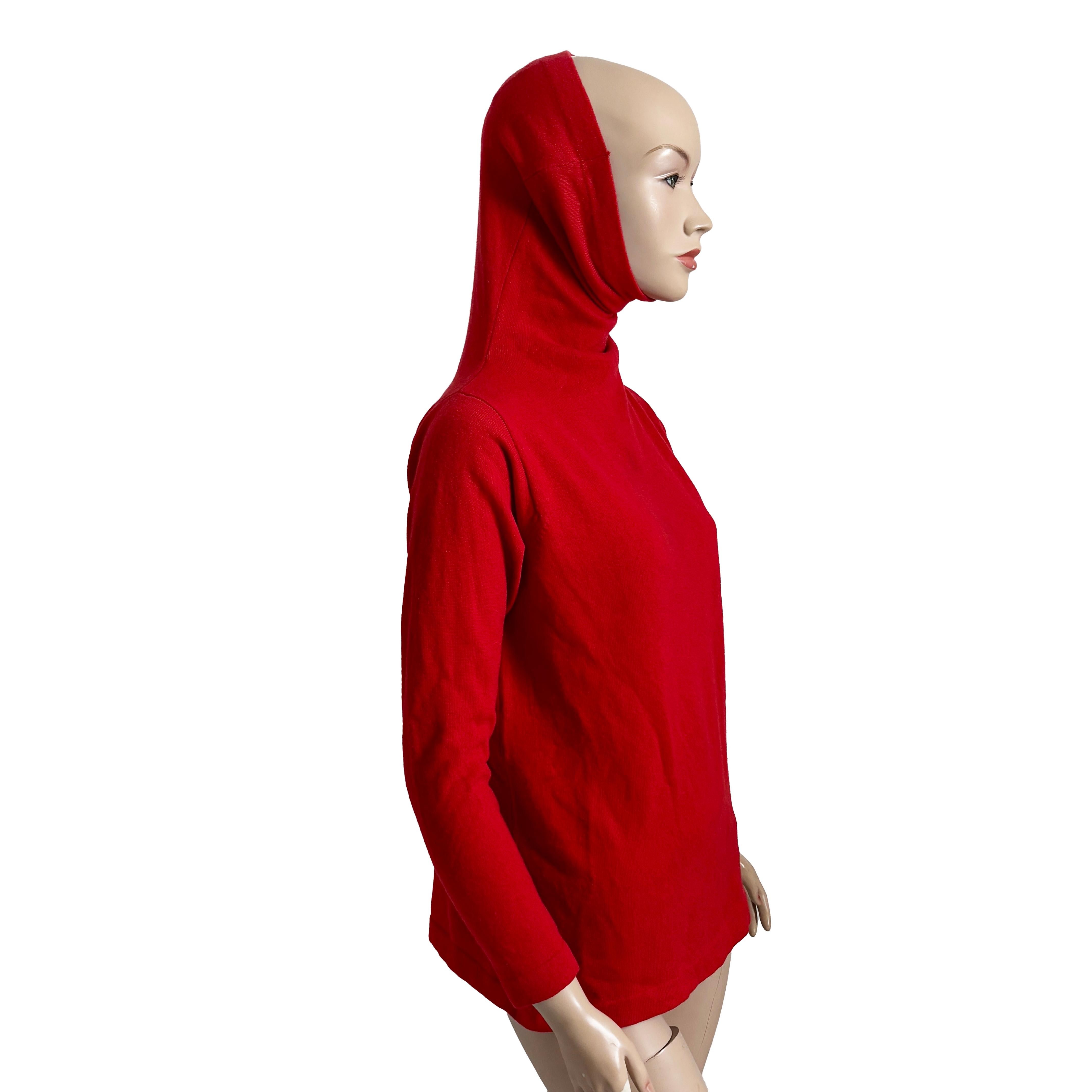 Bonnie Cashin Sweater Cowl Funnel Neck Red Cashmere Pullover Vintage 70s Rare For Sale 1