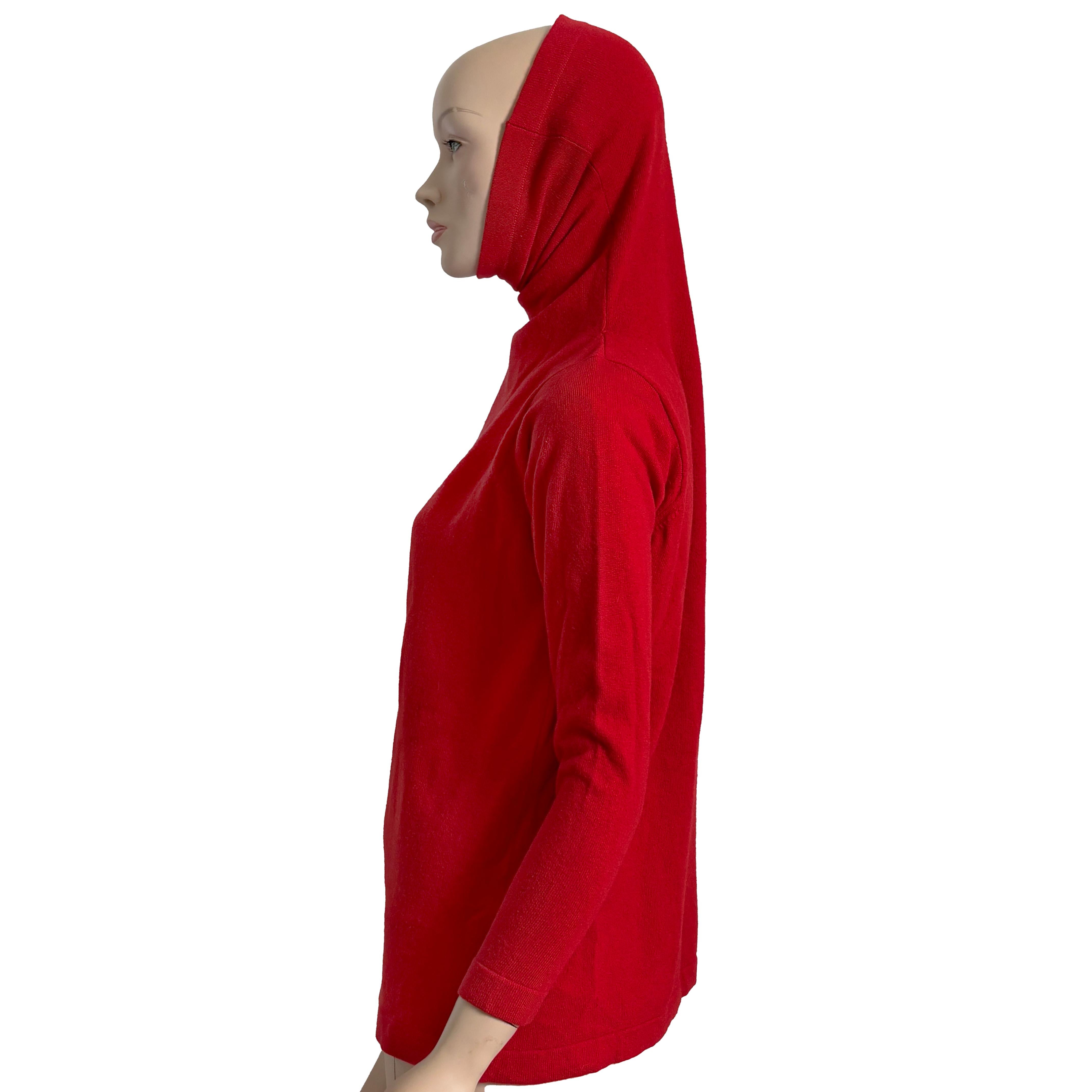 Bonnie Cashin Sweater Cowl Funnel Neck Red Cashmere Pullover Vintage 70s Rare For Sale 2