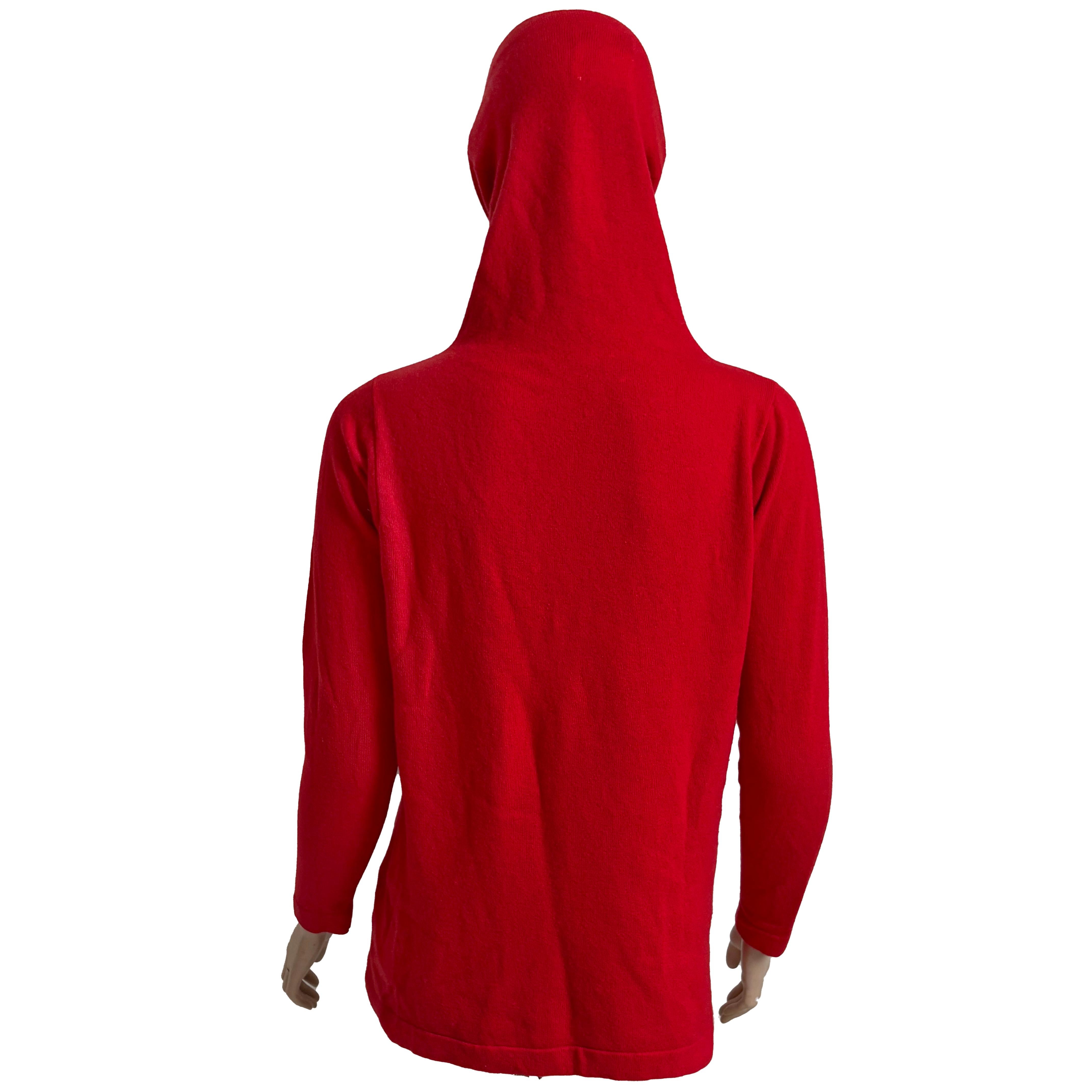 Bonnie Cashin Sweater Cowl Funnel Neck Red Cashmere Pullover Vintage 70s Rare For Sale 3