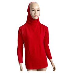 Bonnie Cashin Sweater Cowl Funnel Neck Red Cashmere Pullover Vintage 70s Rare