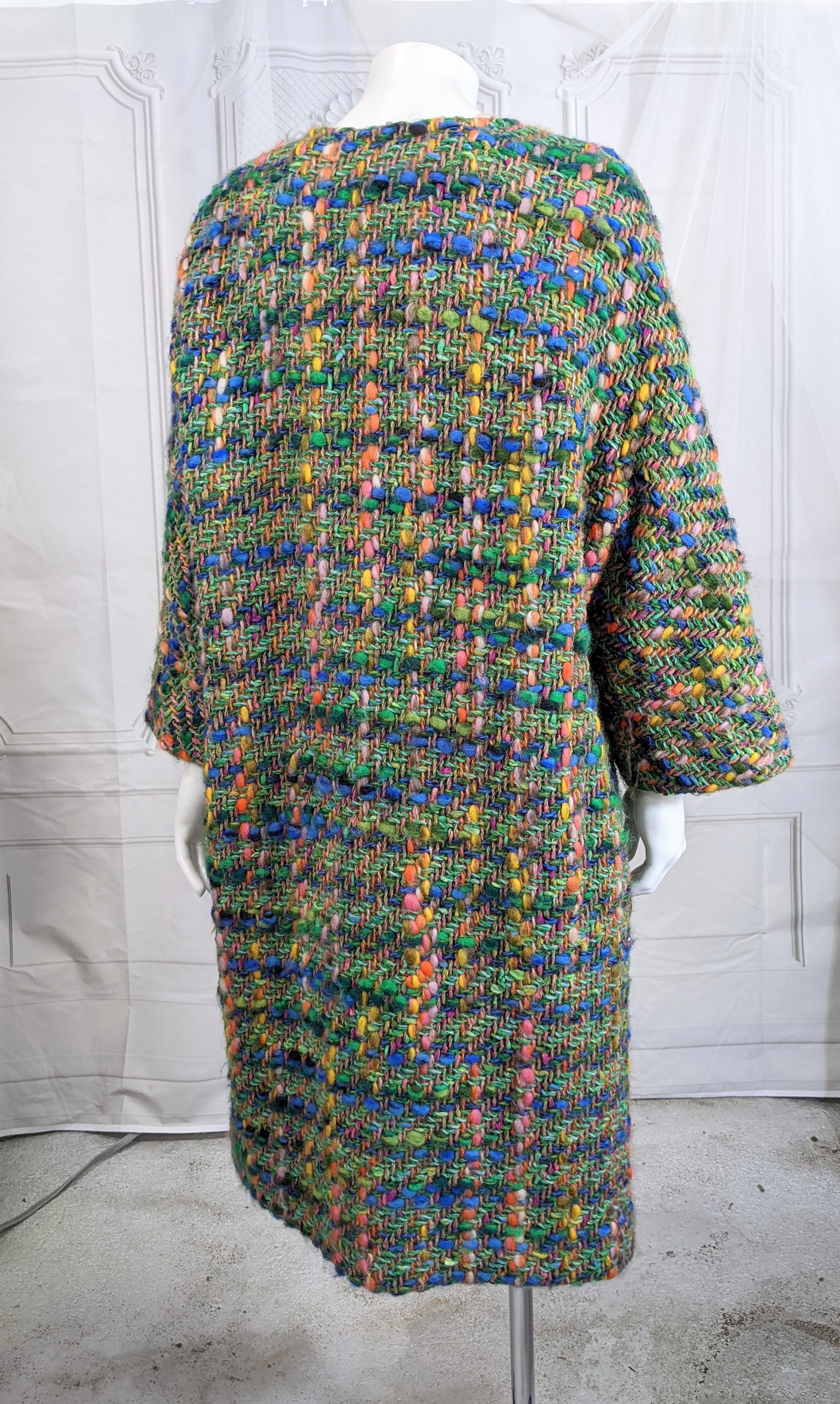 Bonnie Cashin Technicolor Tweed Wool Coat In Good Condition For Sale In New York, NY