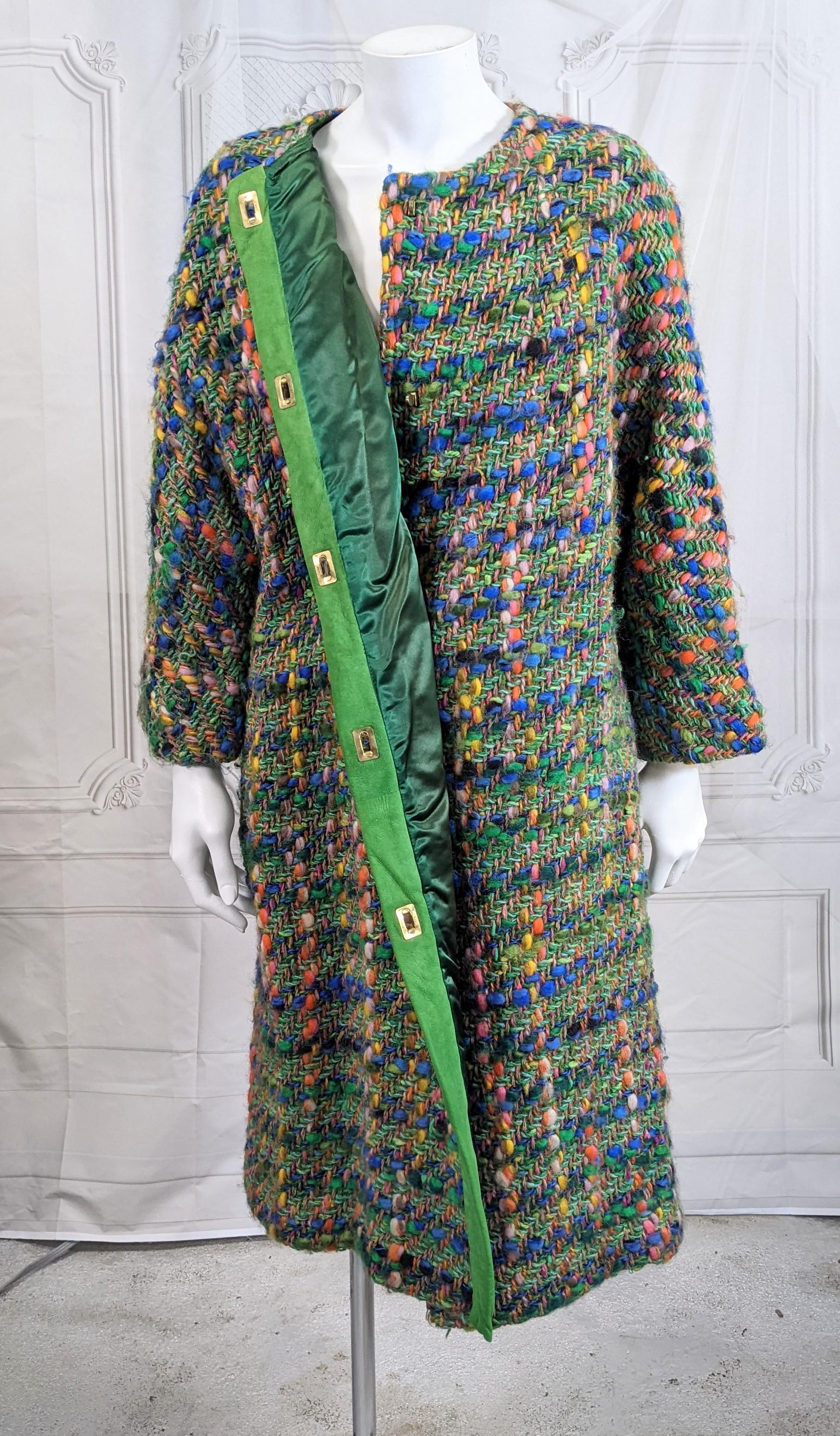 Bonnie Cashin Technicolor Tweed Wool Coat For Sale 3