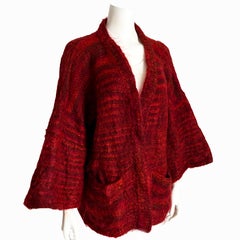 Bonnie Cashin The Knittery 1970s Mohair Ombre Cardigan Hand Knit Kimono Sleeve