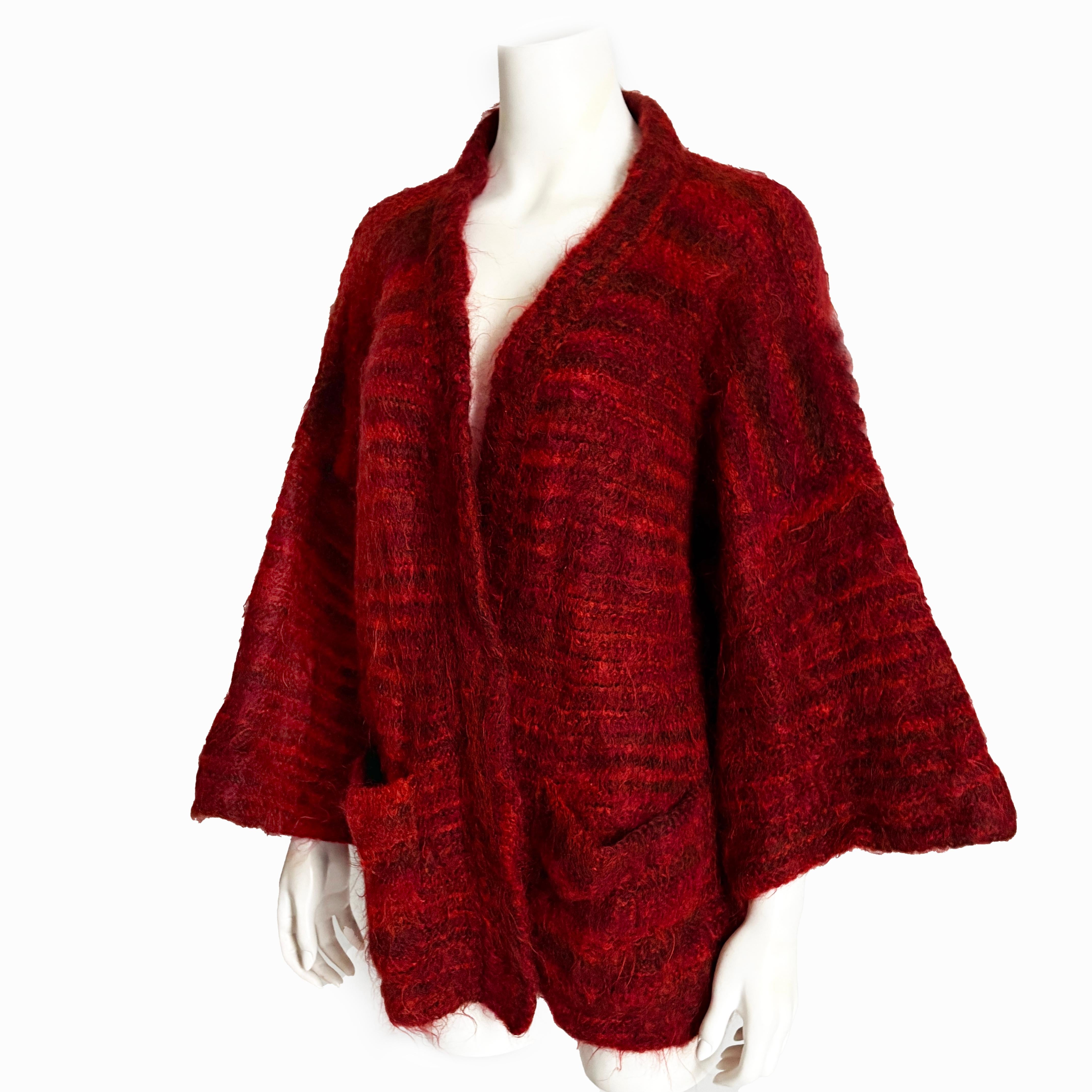 Bonnie Cashin The Knittery 1970s Mohair Ombre Cardigan Hand Knit Kimono Sleeve en venta 1