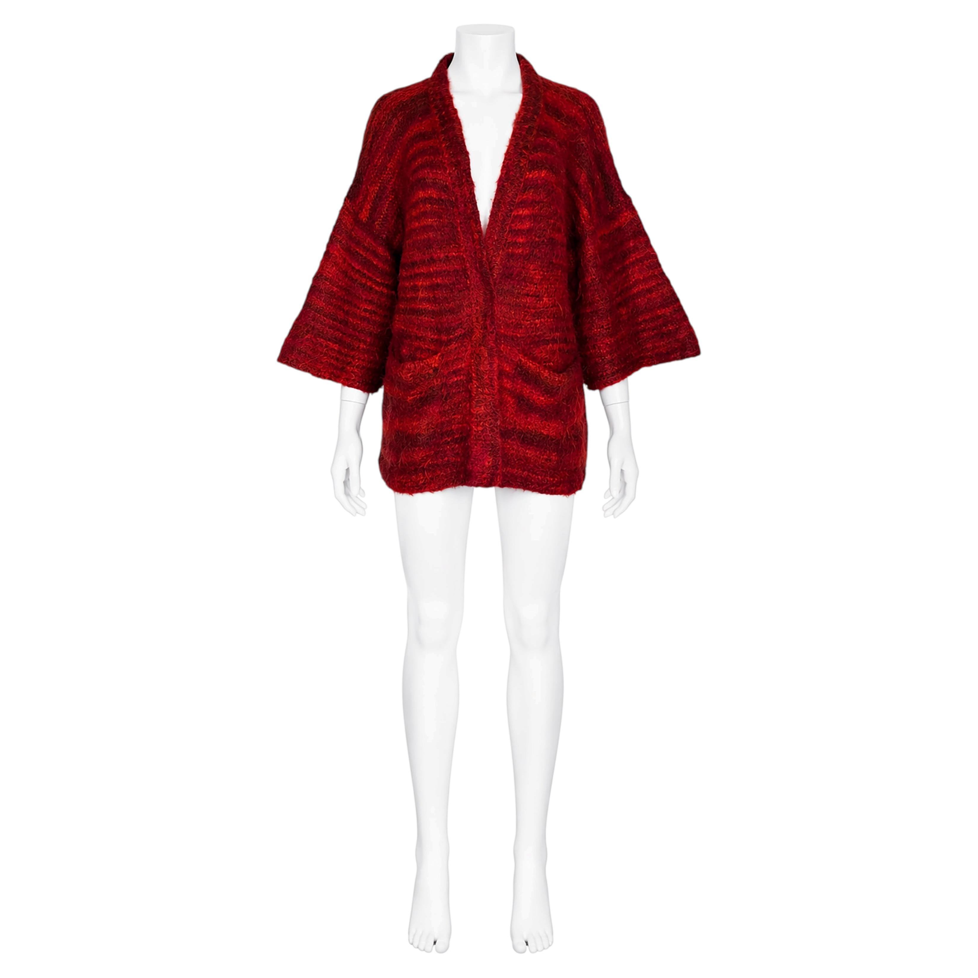 Bonnie Cashin The Knittery 1970s Mohair Ombre Cardigan Hand Knit Kimono Sleeve