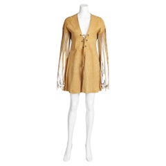 Bonnie Cashin Vintage 1970s Chamois Leather Fringe Tunic Dress Rare
