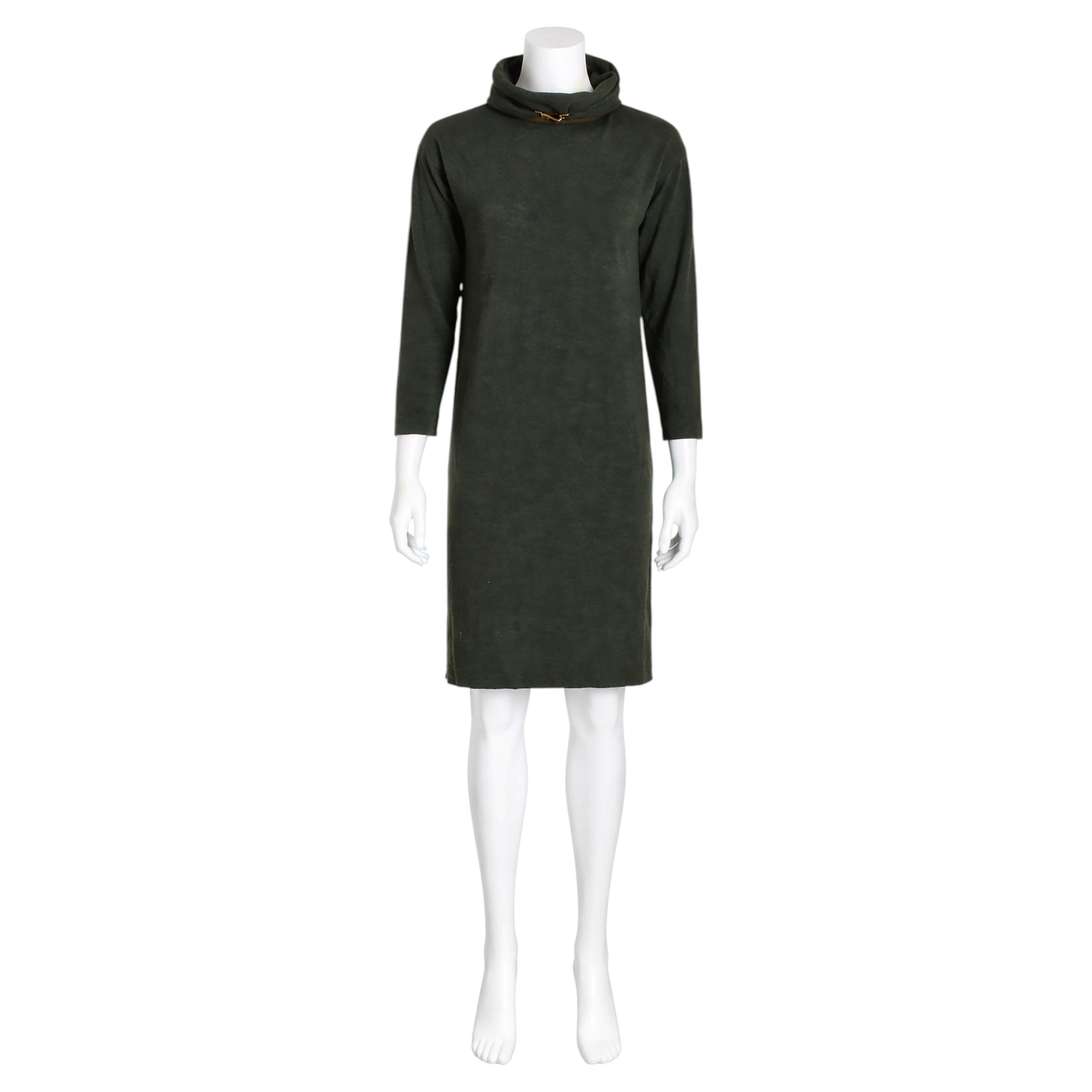 Bonnie Cashin Vintage Wool Knit Dress with Dog Leash Clasp, Size 12