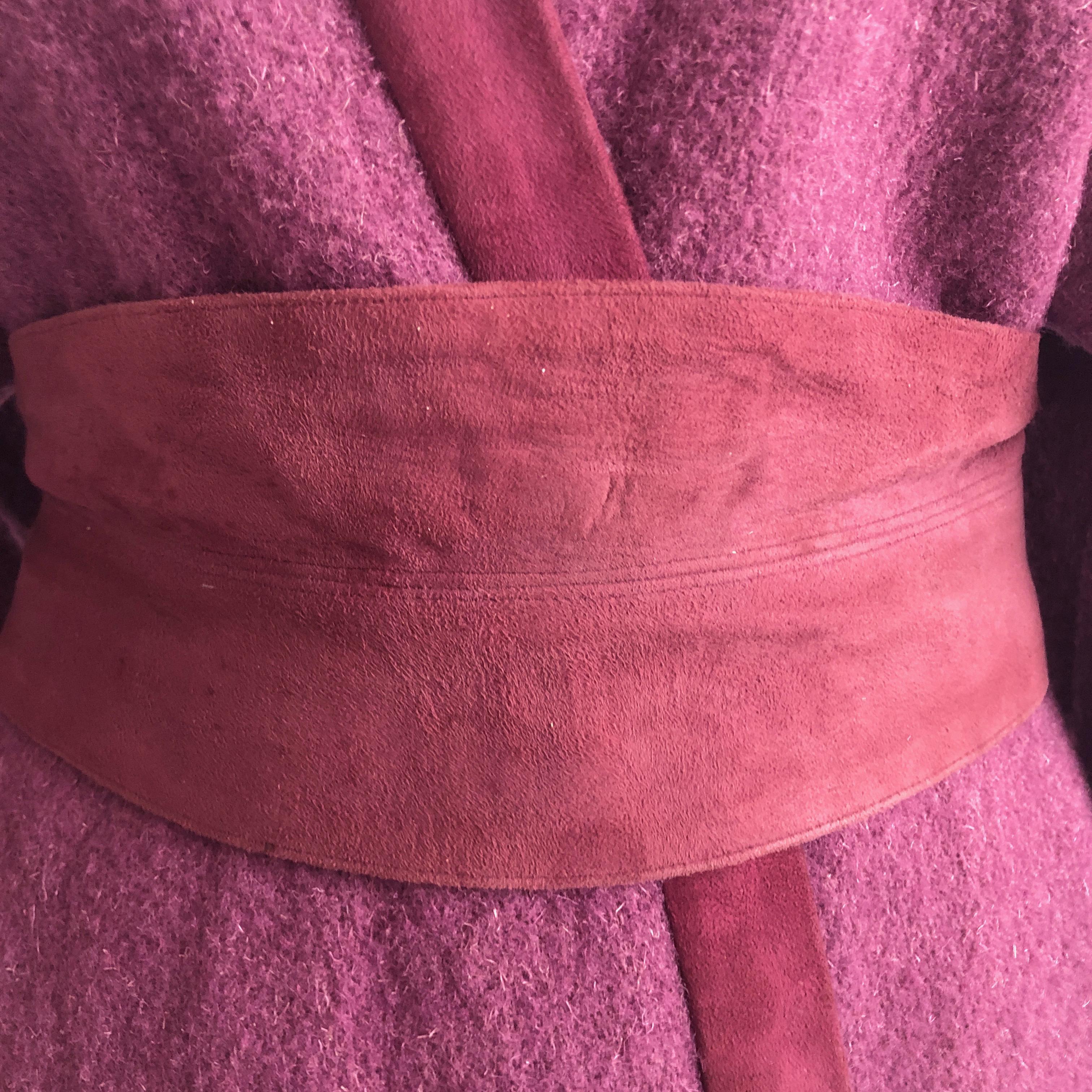 Bonnie Cashin Wool & Suede Belted Kimono & Skirt 3pc Set Vintage 1960s 3