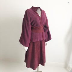 Bonnie Cashin Wool & Suede Belted Kimono & Skirt 3pc Set Vintage 1960s