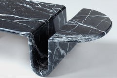 DOOQ Coffee or Center Table Carved from Solid Black & White Marble Bonnie& Clyde