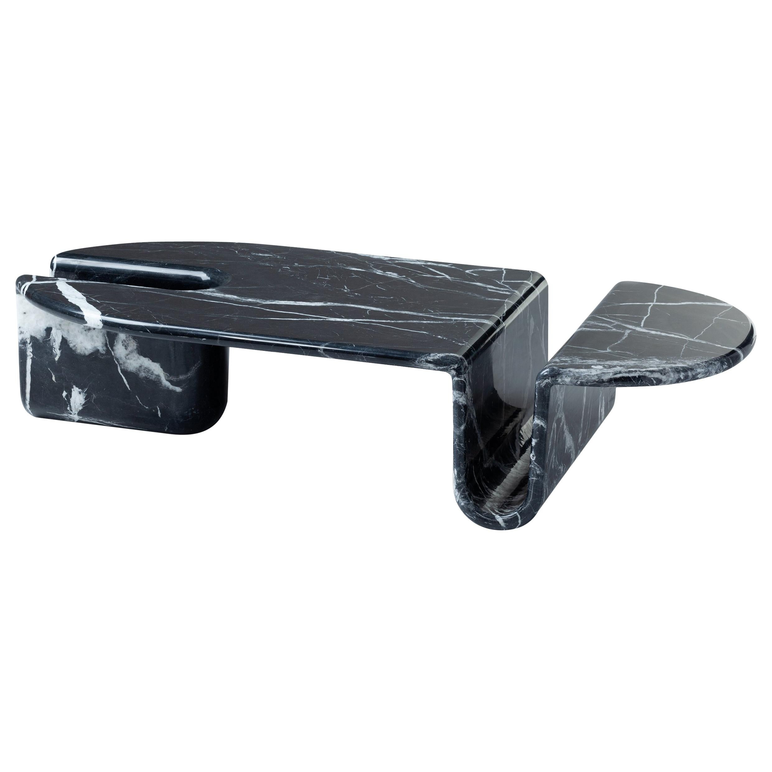 Bonnie & Clyde Nero Marquina Marble Center Table by Dooq