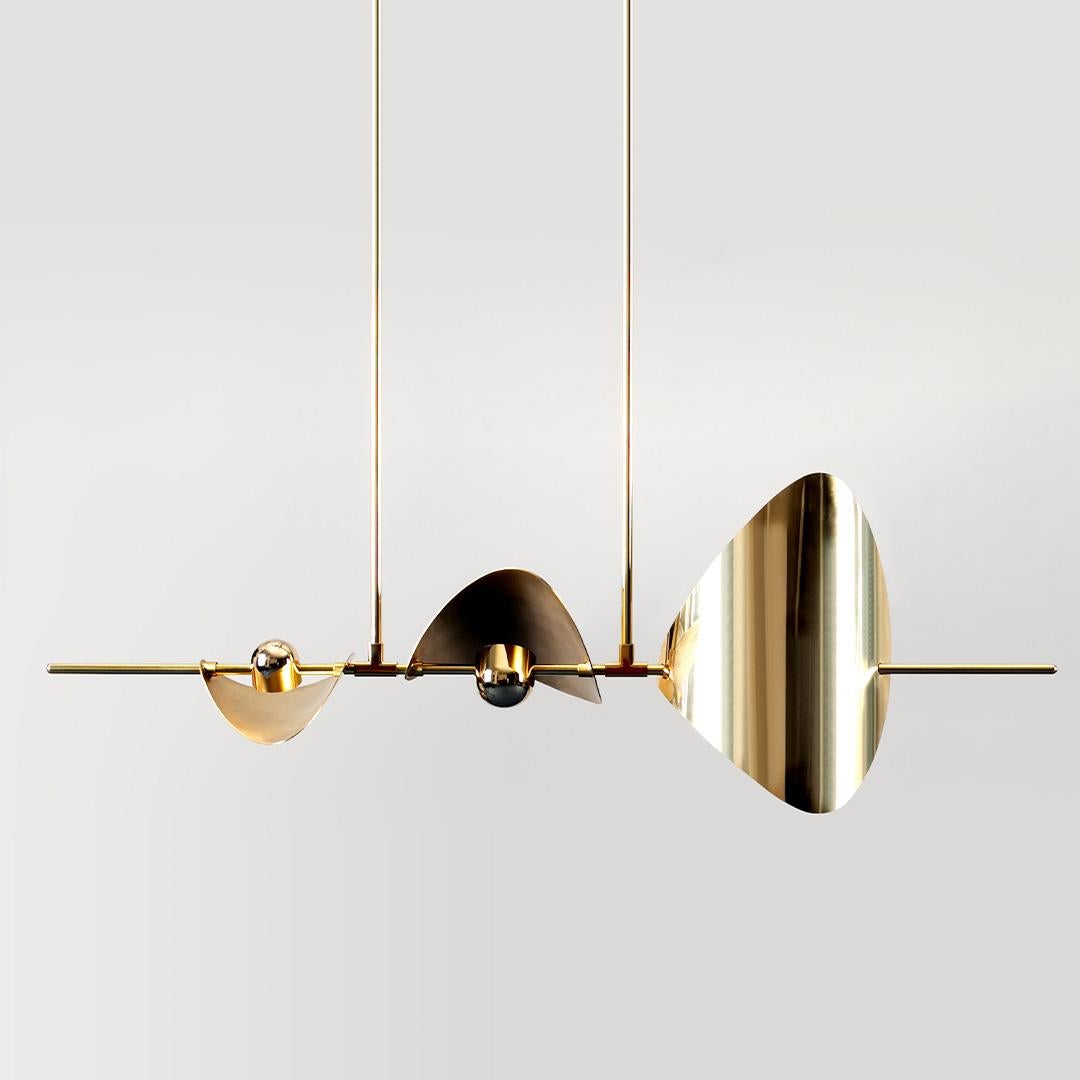 Burnished Bonnie Config 3 Contemporary LED Chandelier, Brass or Nickel, Large, Art