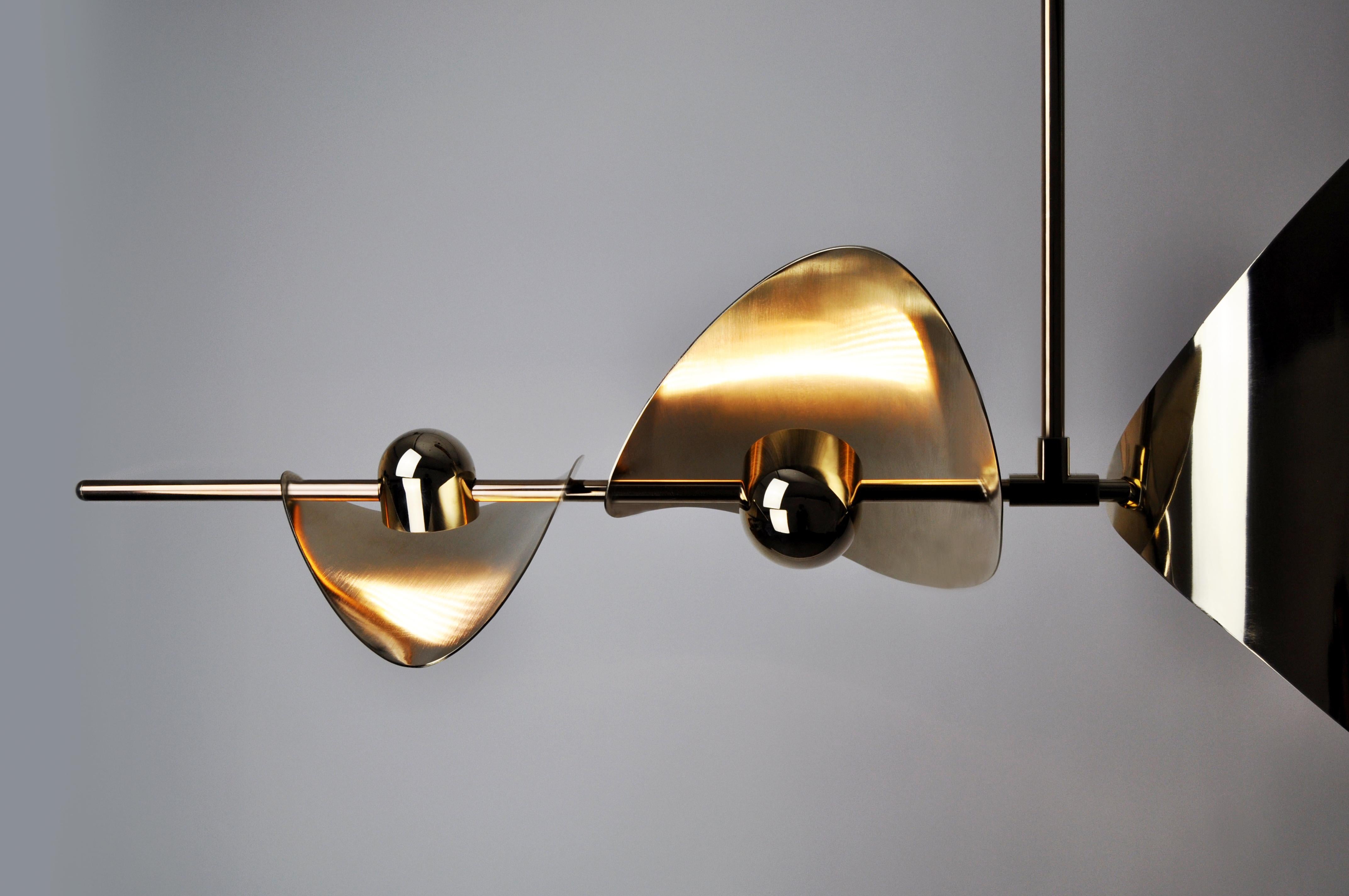 Aluminum Bonnie Config 3 Contemporary LED Chandelier, Brass or Nickel, Large, Art