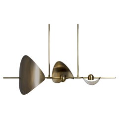 Bonnie Config 3 Large Linear Sculptural Brass Chandelier, Handmade in Sweden