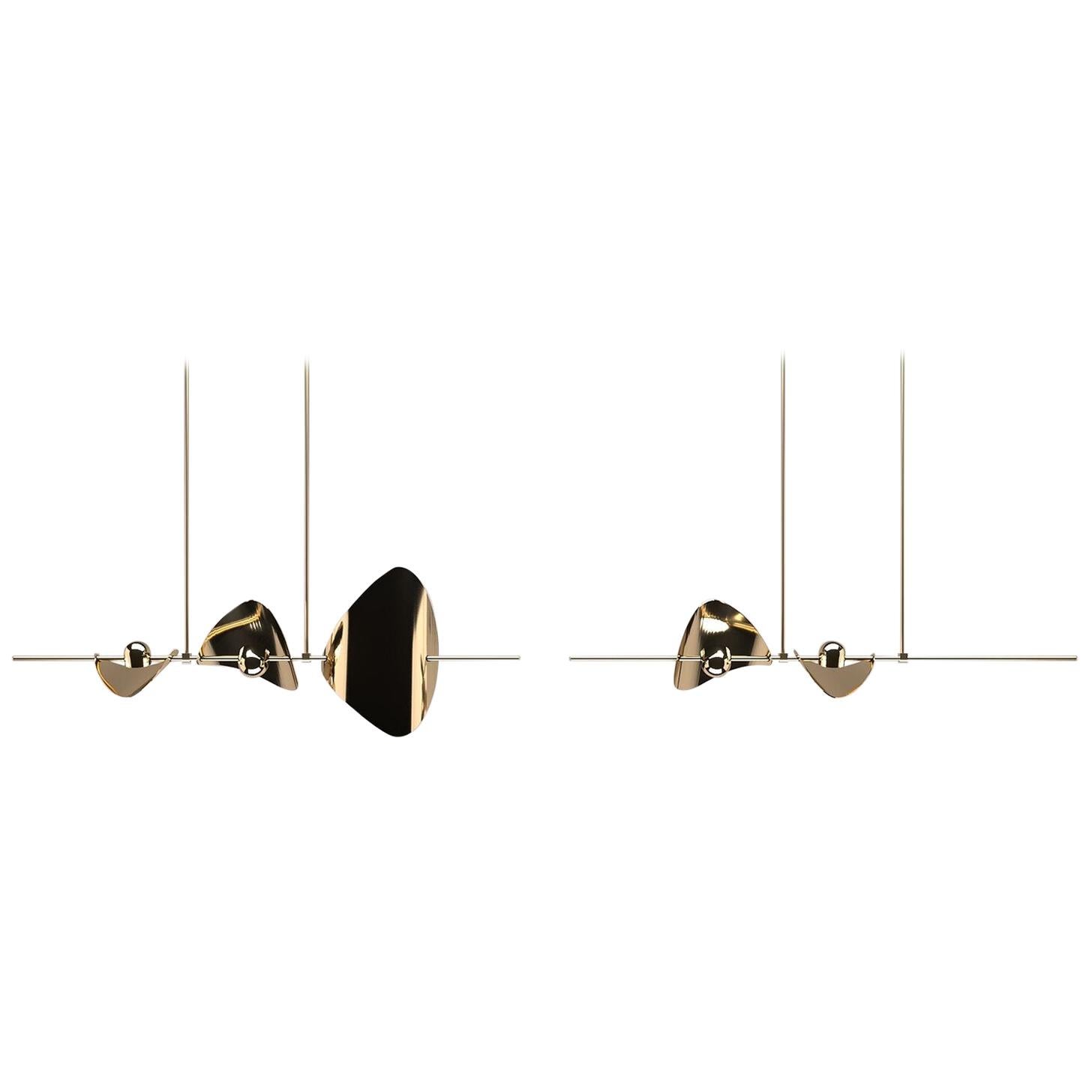 Bonnie Config. 4 Contemporary Linear LED Chandelier, Solid Brass @ 300cm/118"