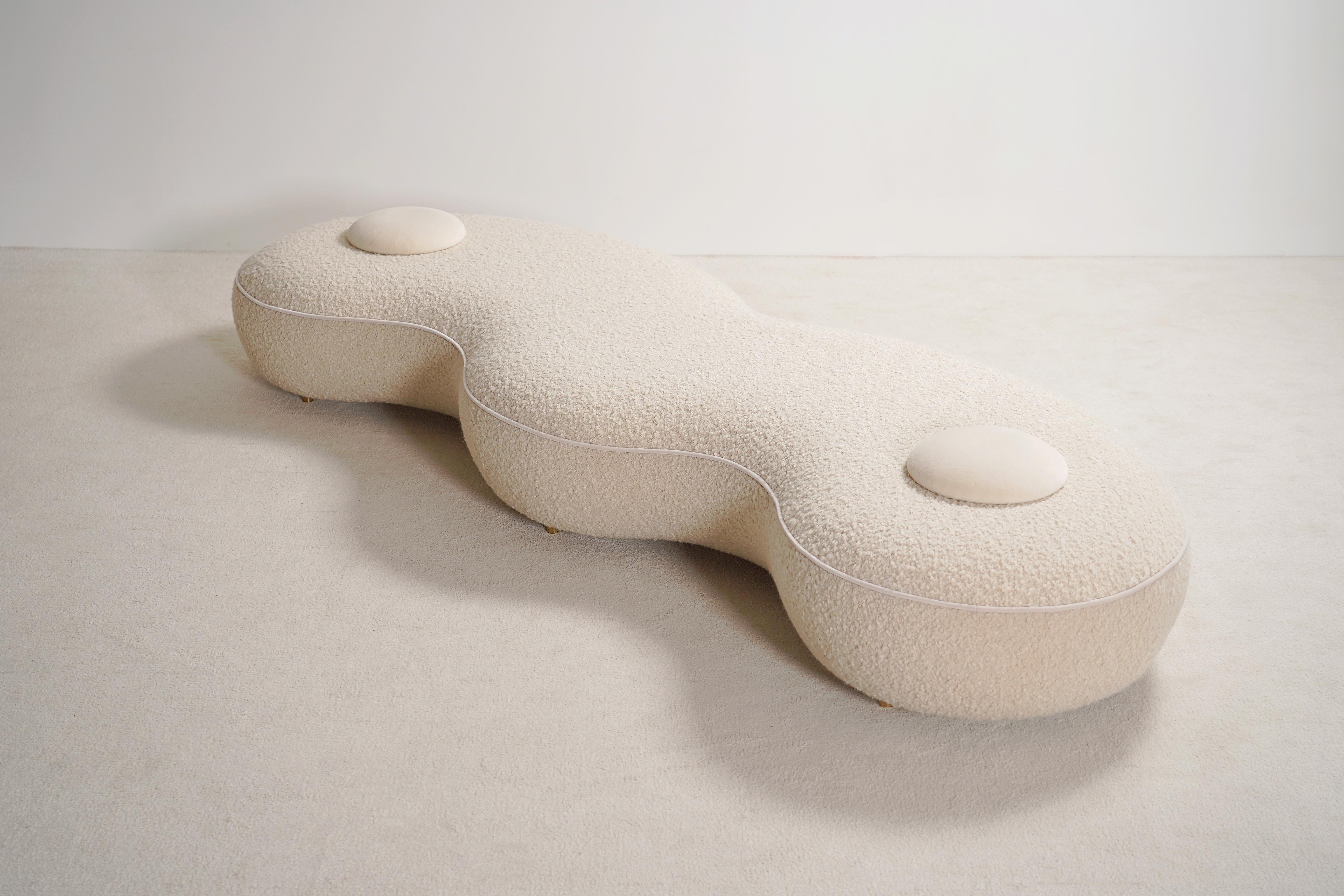 Bonnie Daybed by Proisy Studio. 

Bonnie is an elegant and refined 3 meters long curved daybed or bench designed by Proisy Studio. This piece is a part of a collection named 