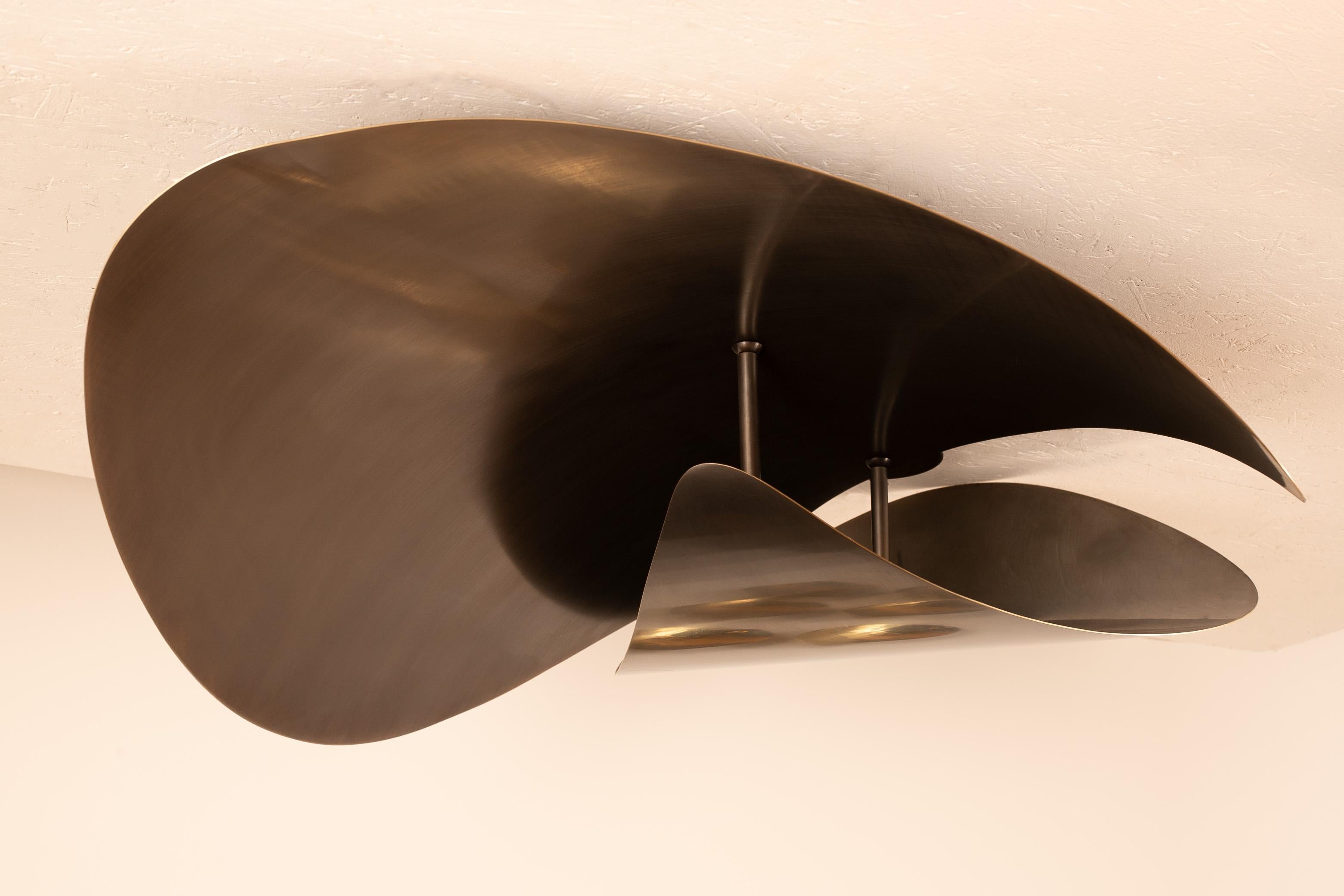 Scandinavian Bonnie Large Flush Mounted Sconce. Handmade in Sweden, Brass, Bronze, Nickel For Sale