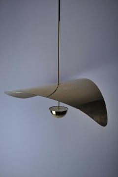 Bonnie Large – handgefertigter, skulpturaler LED-Pendelleuchte aus Messing, Nickel und Bronze, 90 cm/35".