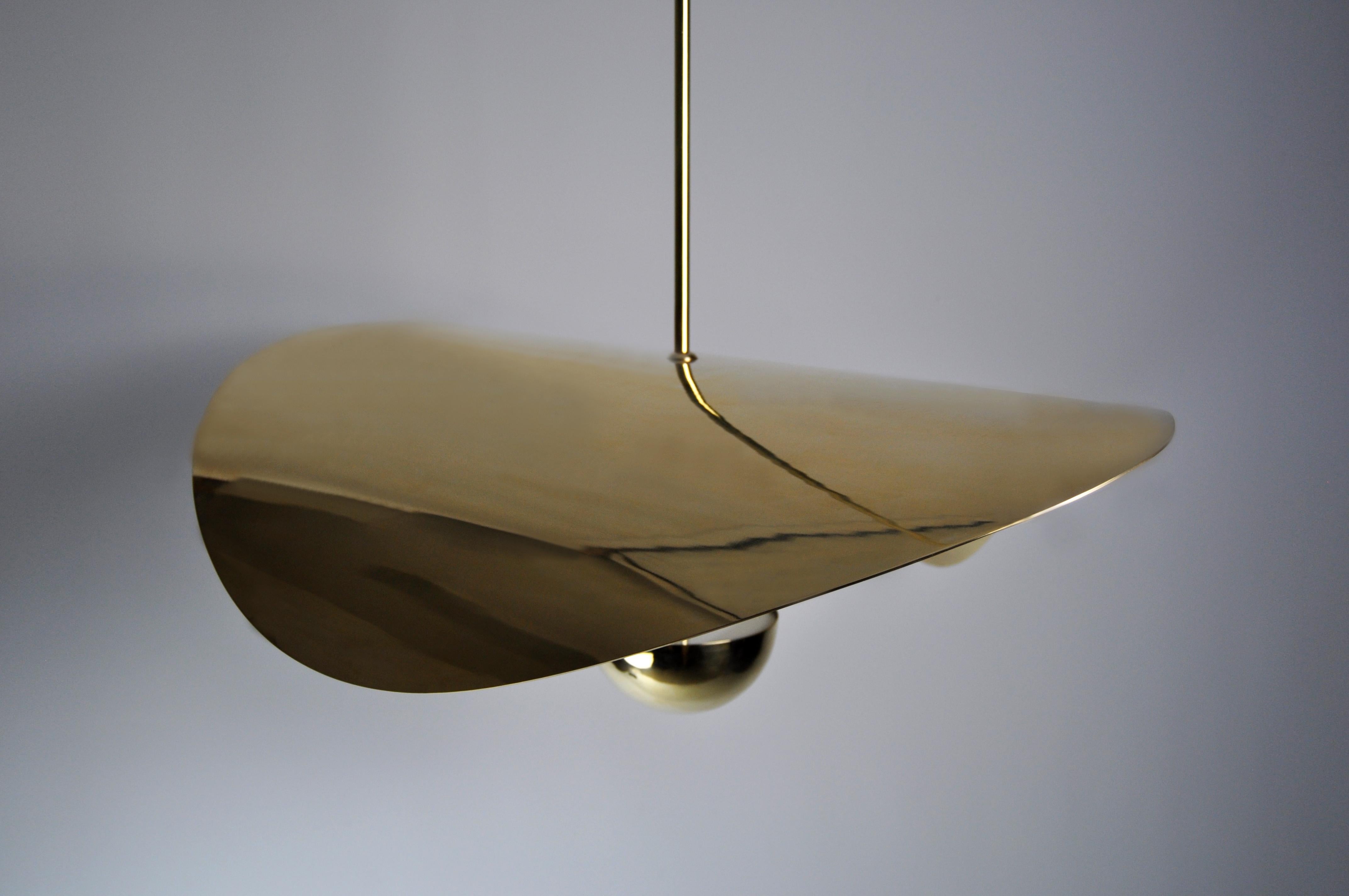 Bonnie Large LED Handmade Sculptural Pendant in Solid Brass, 90cm/35