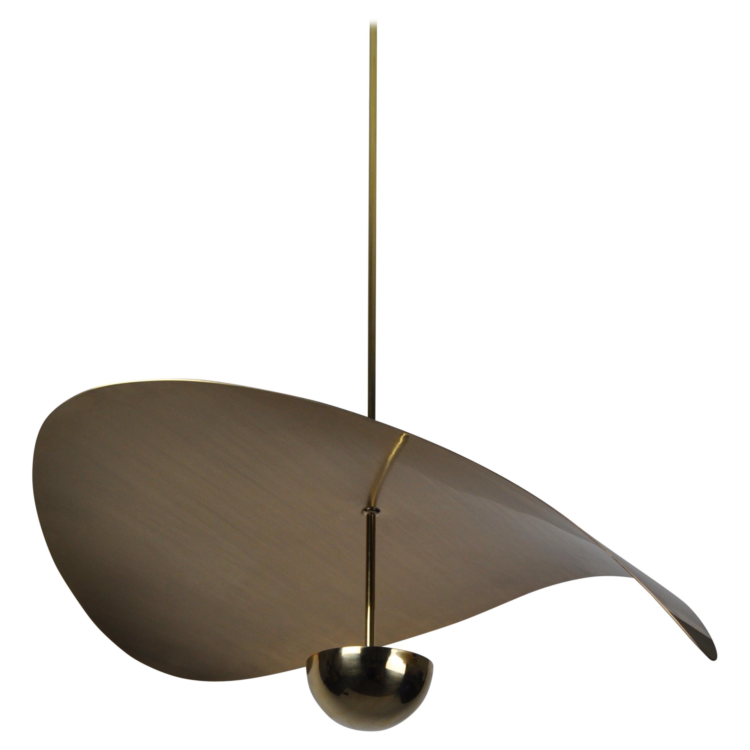 Bonnie Large LED Handmade Sculptural Pendant in Solid Brass, 90cm/35". 
