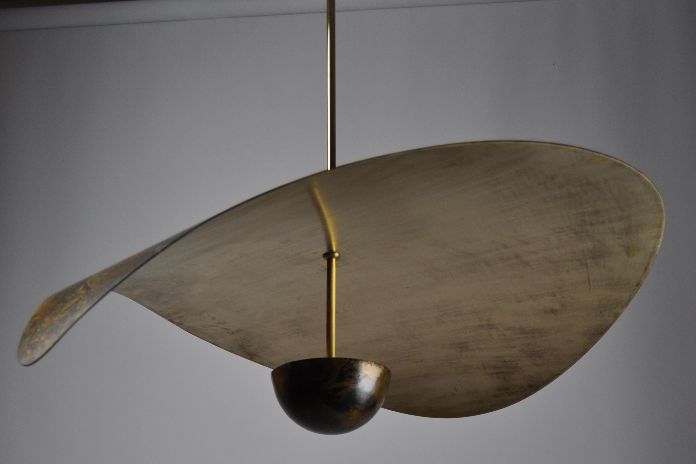 Scandinavian Bonnie Large LED Handmade Sculptural Pendant, Tarnished Bronze Finish 100cm/39