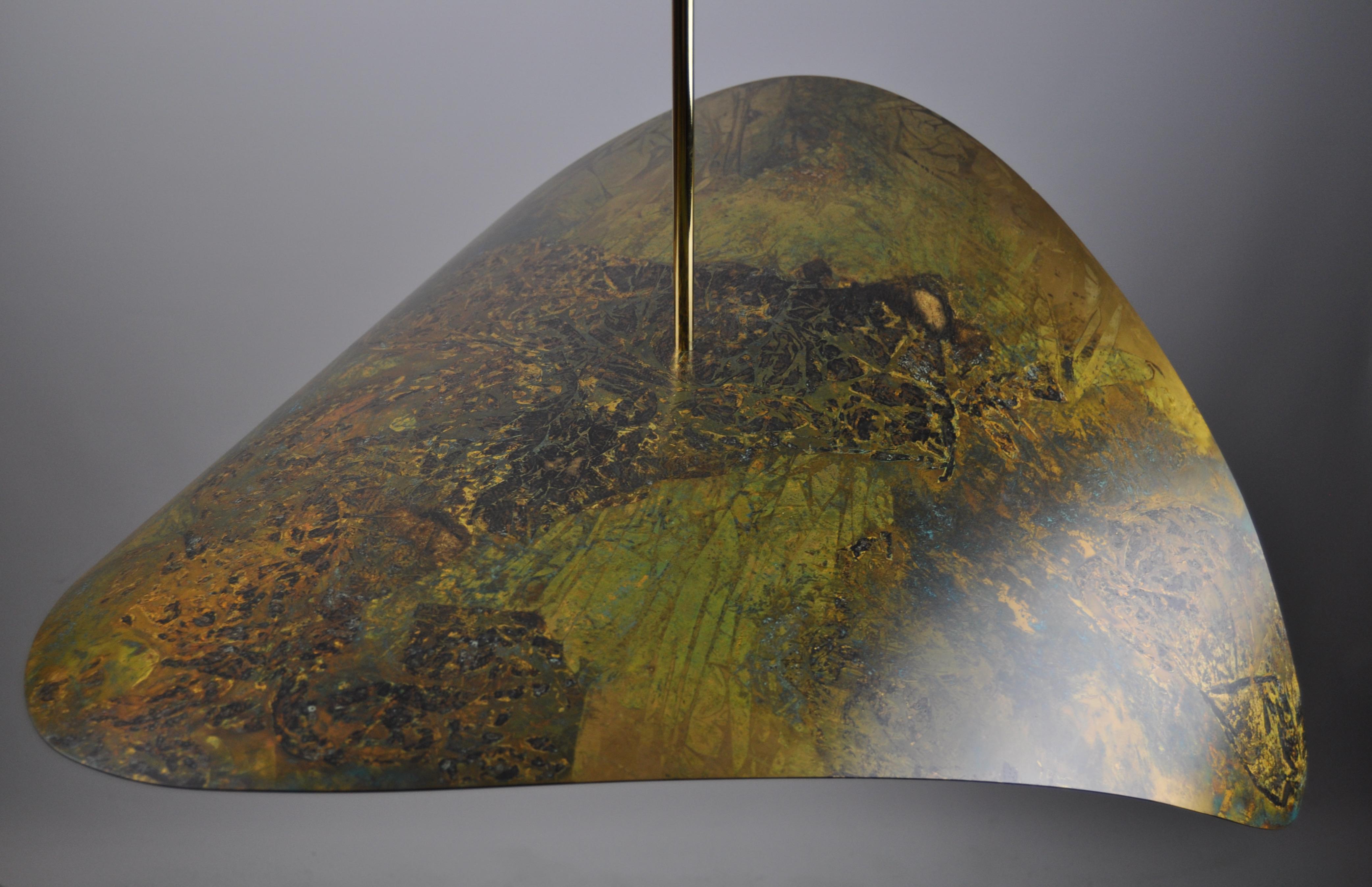 Moderno Bonnie, grande ciondolo scultoreo a LED fatto a mano, finitura in bronzo appannato, 100 cm/40