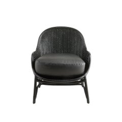 Bonnie Lounge Chair FRS07 - Black Rattan Noir, Faux Leather