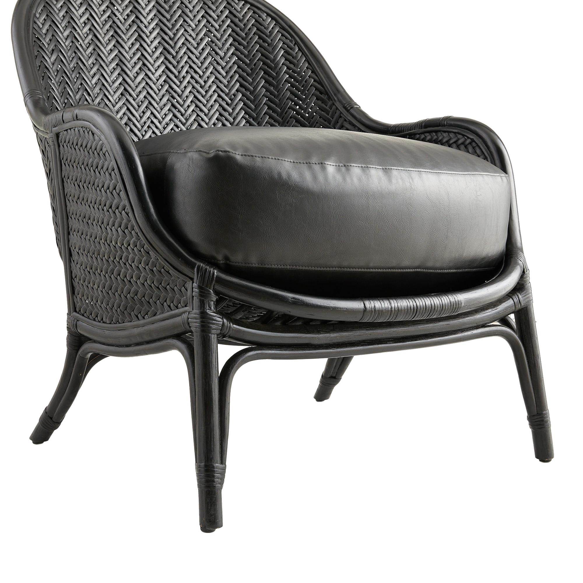 Peint Chaise longue Bonnie FRS07 - Rotin noir, simili cuir en vente