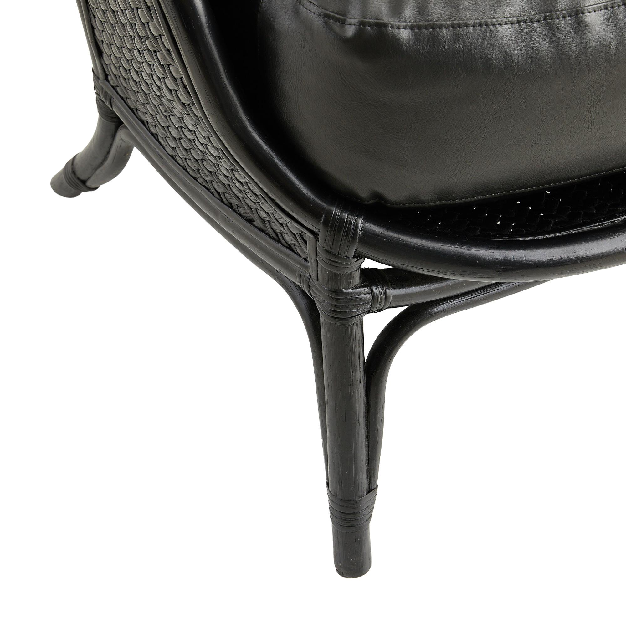 Imitation cuir Chaise longue Bonnie FRS07 - Rotin noir, simili cuir en vente