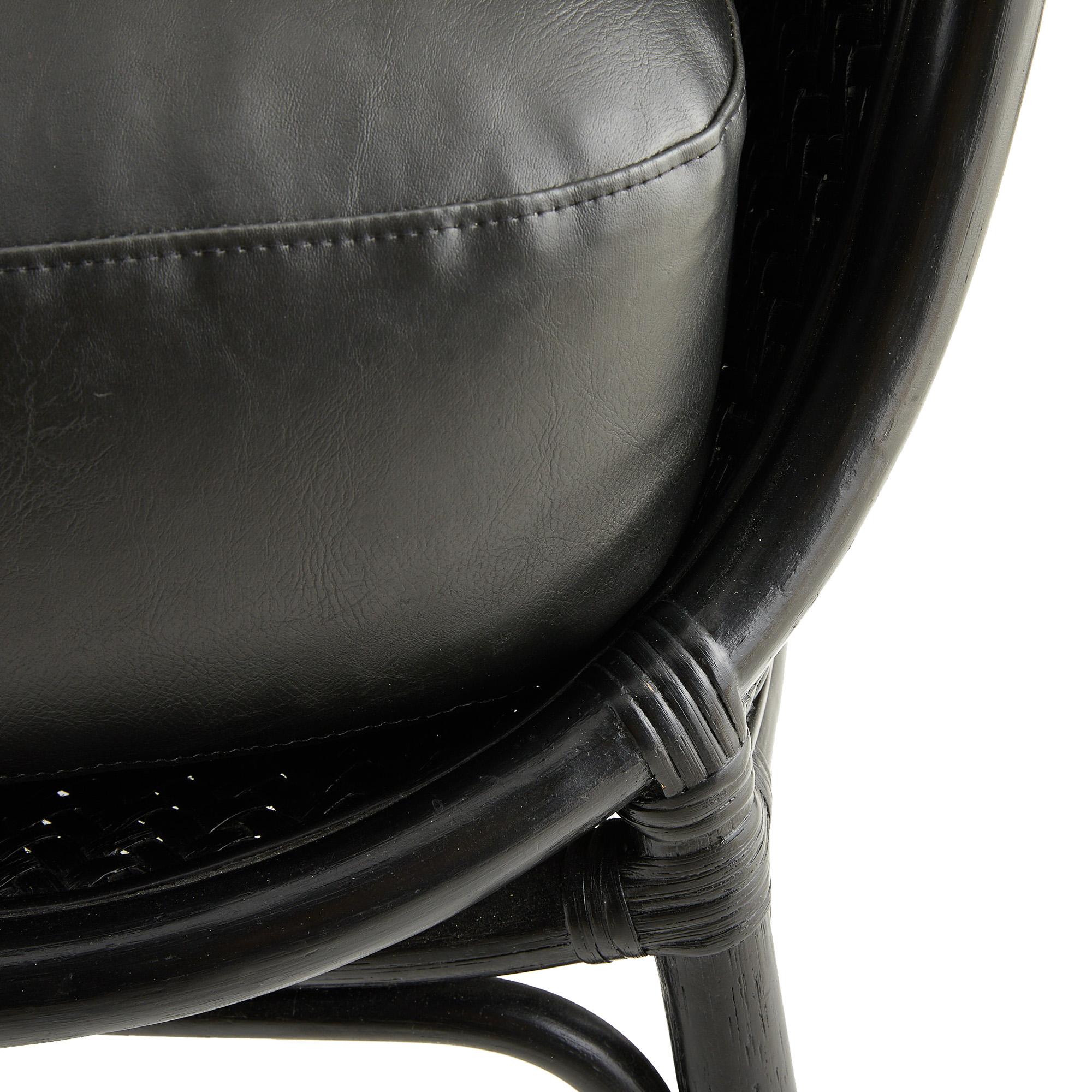 Chaise longue Bonnie FRS07 - Rotin noir, simili cuir en vente 1