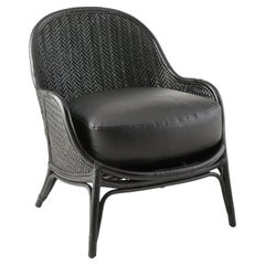 Chaise longue Bonnie FRS07 - Rotin noir, simili cuir