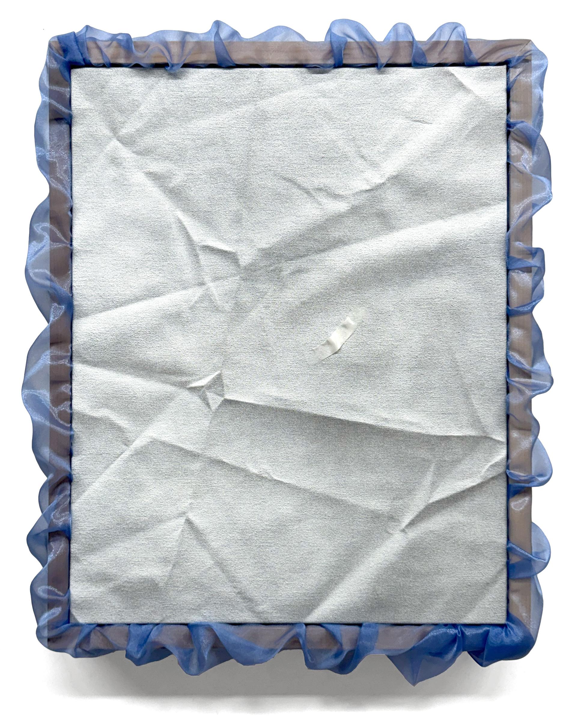 "Film" - abstract painting, trompe l'oeil, blue, sculptural