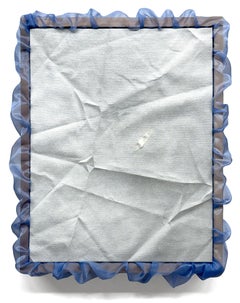 "Film" - peinture abstraite, trompe l'oeil, bleu, sculptural