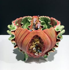 "Schale", Porzellan-Skulptur mit Glas-Details, anatomische Referenzen, Glasur