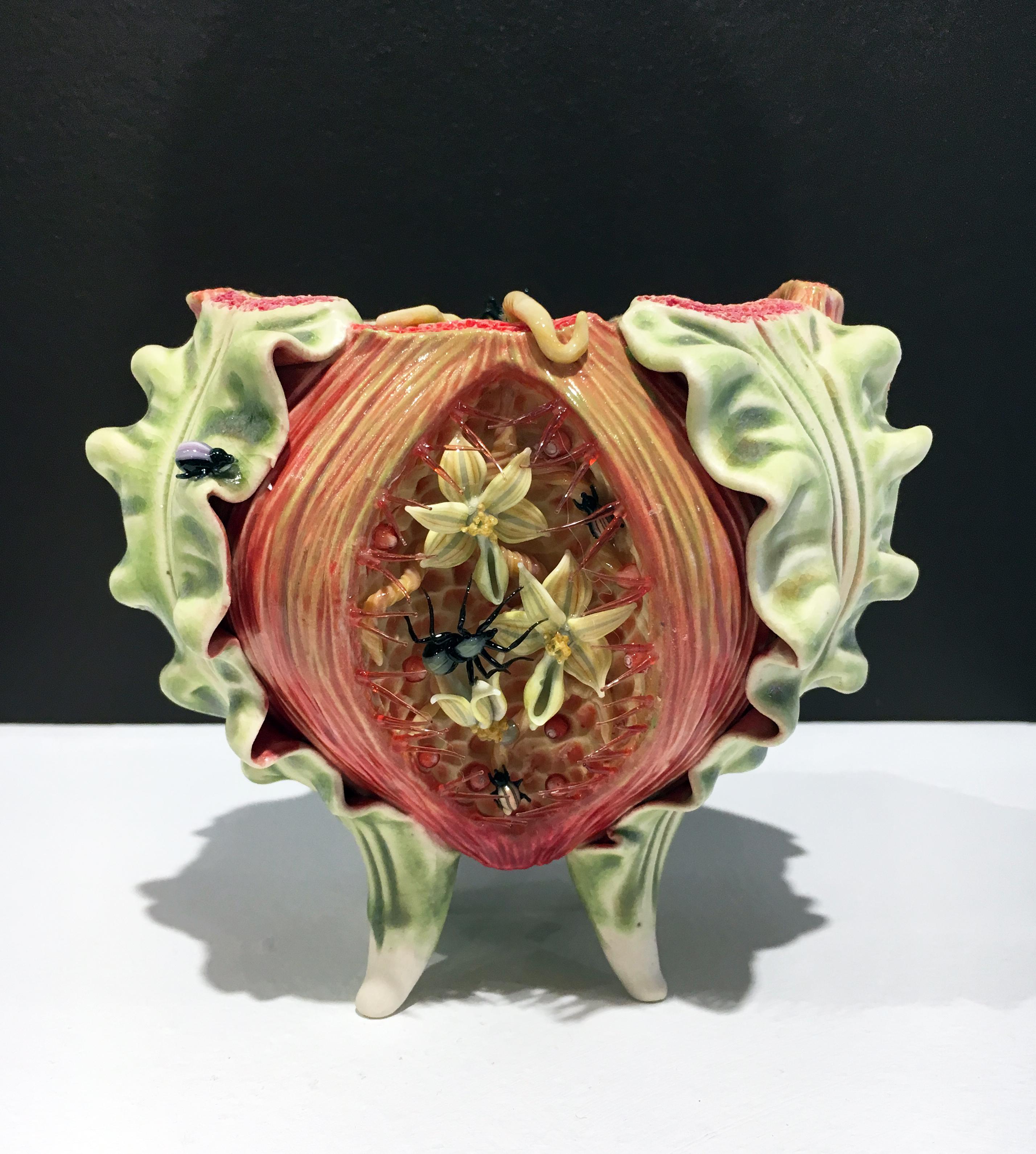 "Bowl (CH2)", Contemporary, Porcelain, Bowl, Glaze, Glass Detail, Mixed Media