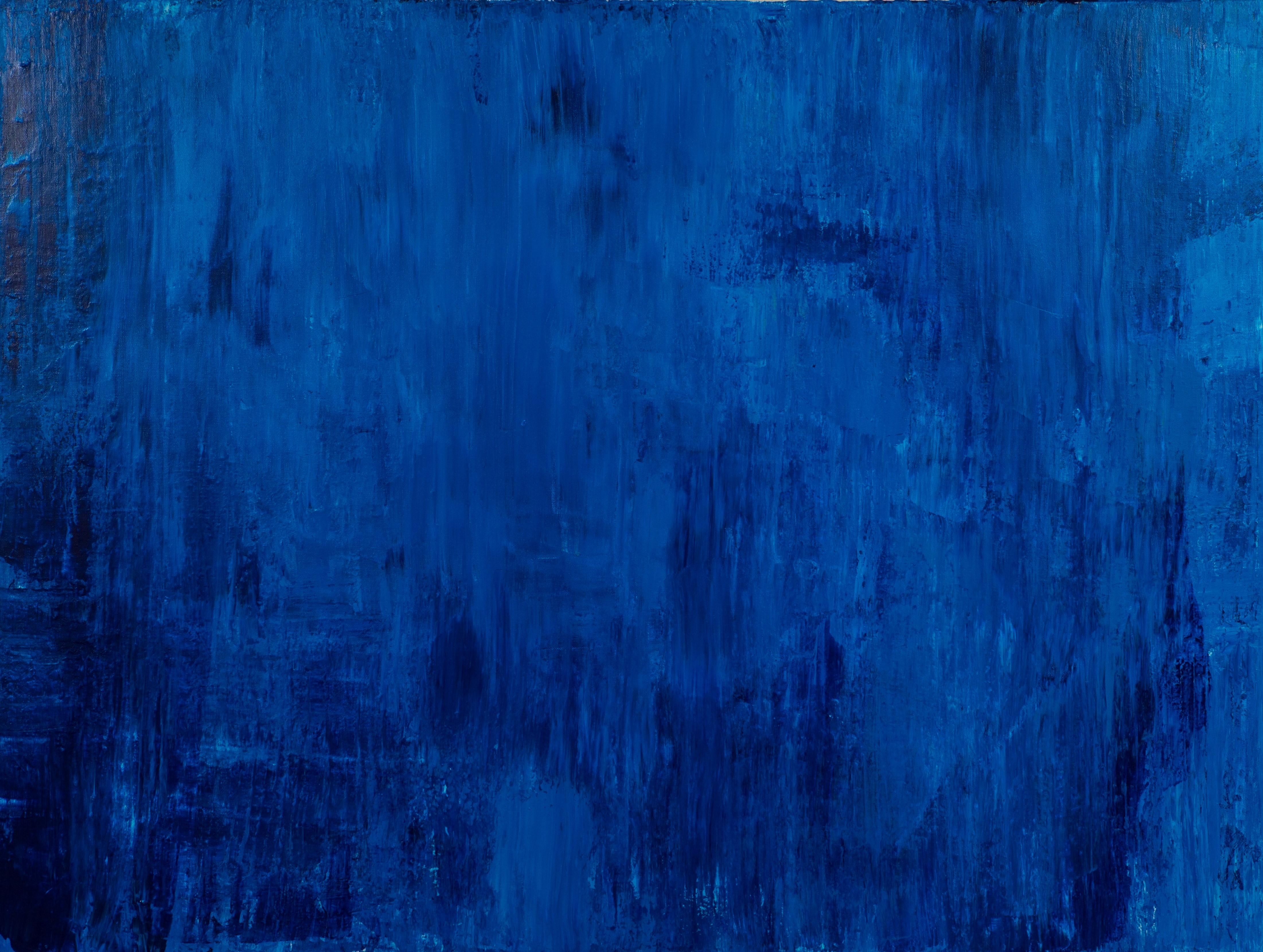 Bonnie Star Abstract Painting - Meditation On Blue, abstract layered blue painting