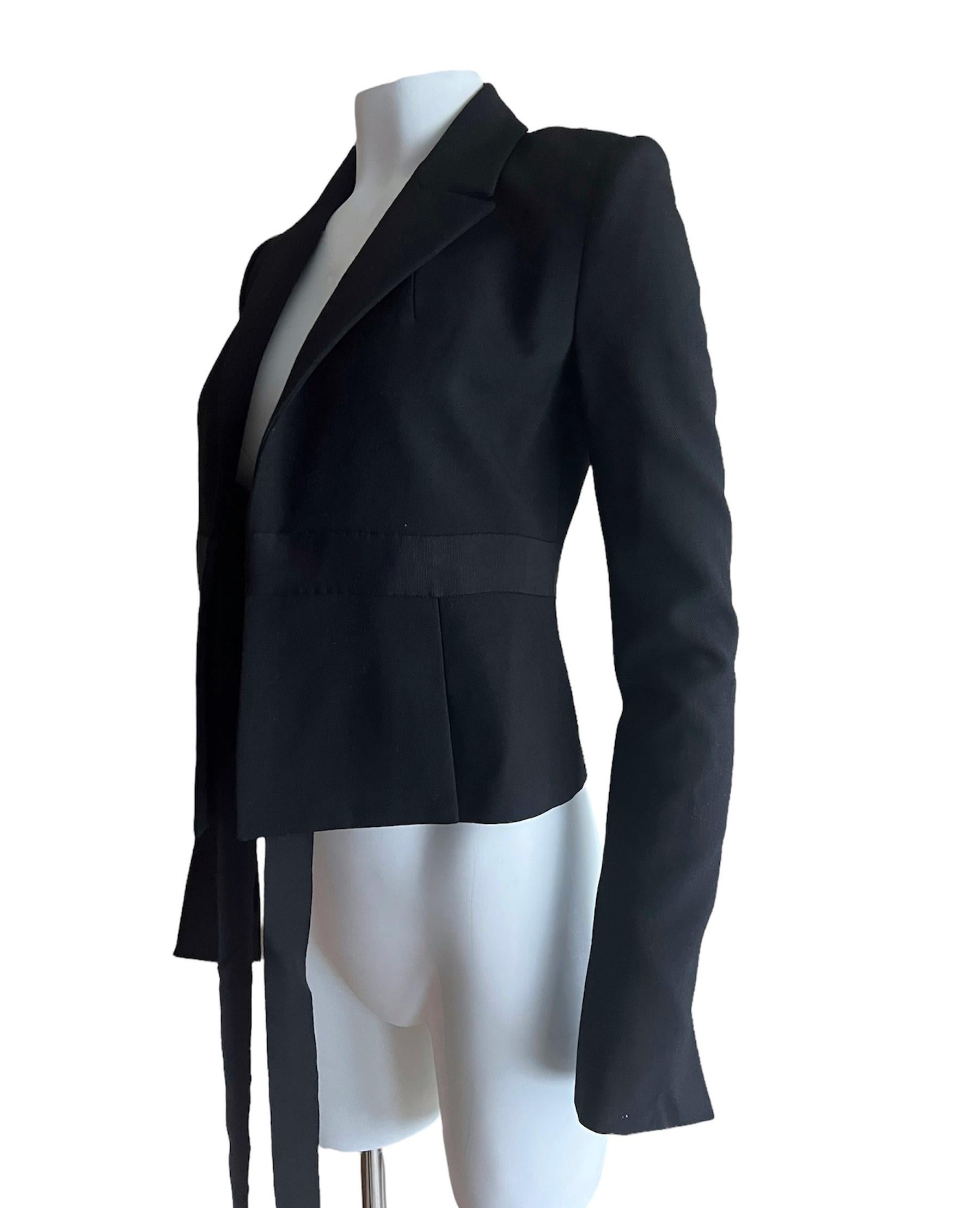Bonnie Young Black Wool Blazer Jacket, Size 2 w/ Tags In New Condition For Sale In Beverly Hills, CA