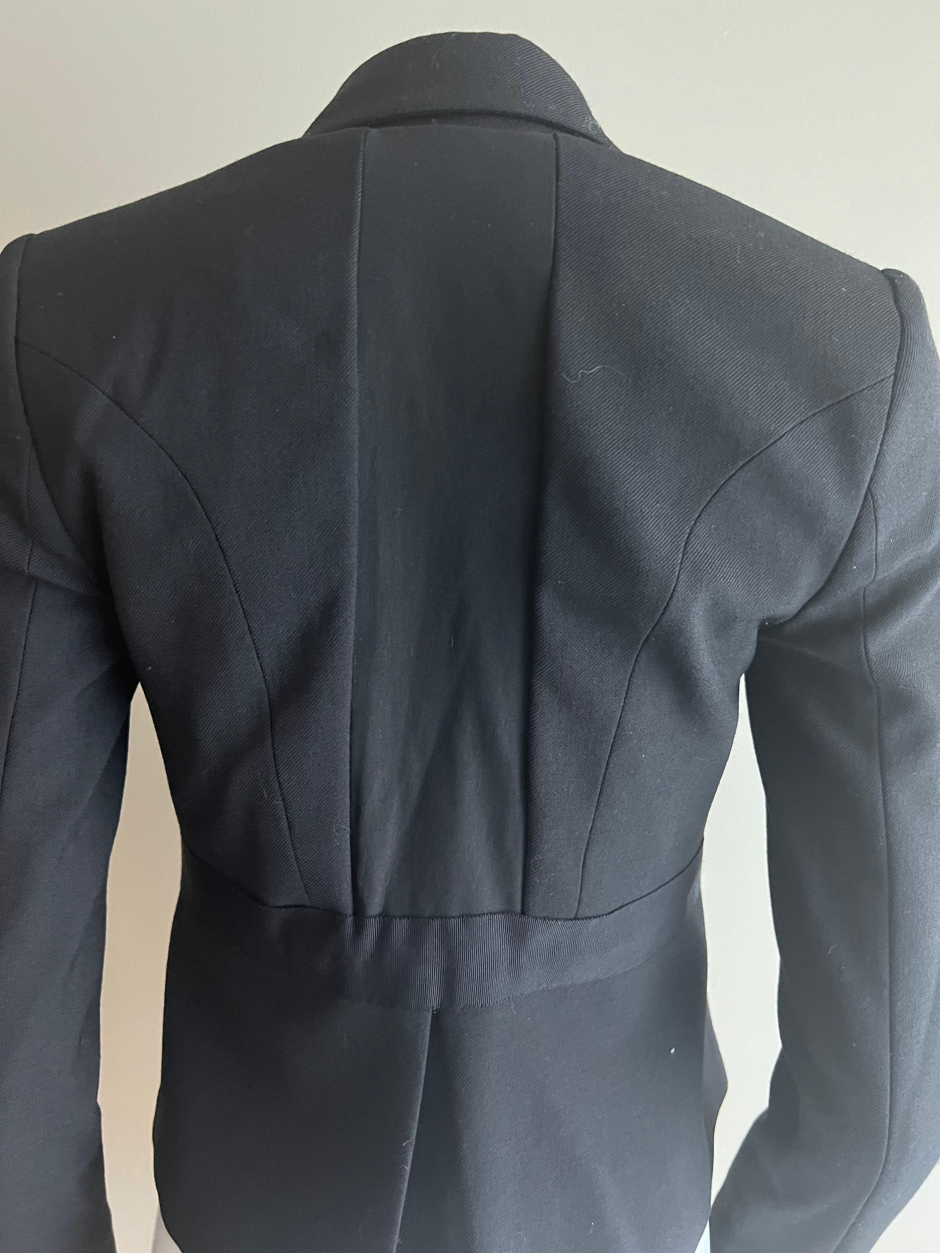 Bonnie Young - Giacca blazer in lana nera, taglia 2 con etichetta in vendita 3