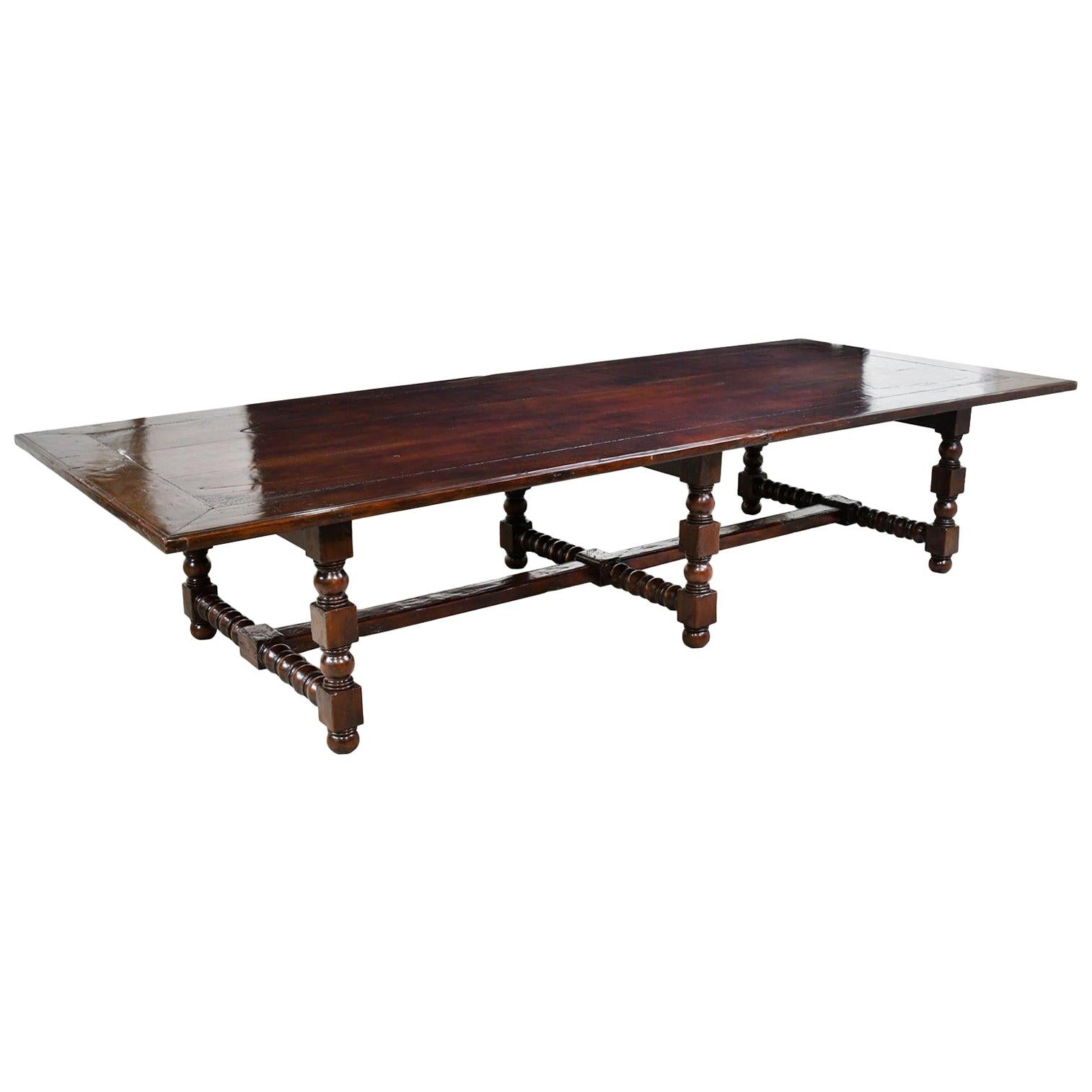 Bonnin Ashley Custom Made Dining Table with Ball & Block Turned Trestle Base For Sale