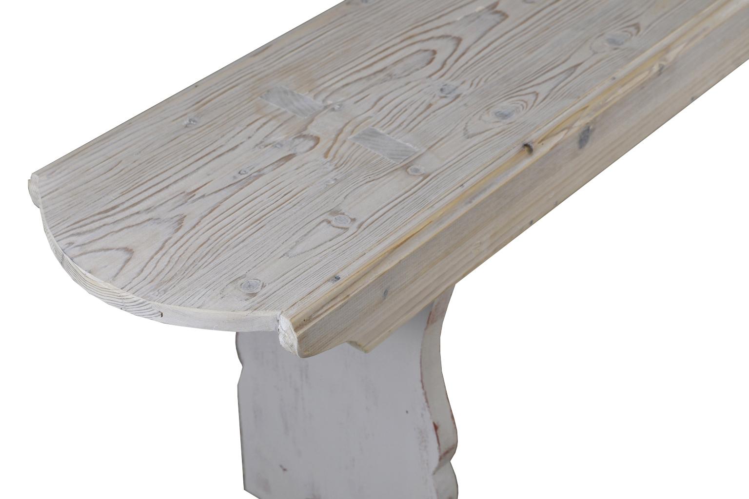 Bonnin Ashley Custom Made Bench in Repurposed Pine with Limed White Chalk Finish In New Condition For Sale In Miami, FL
