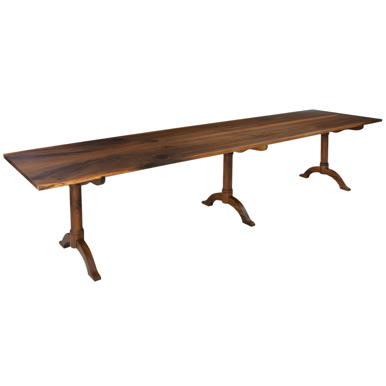 American Bonnin Ashley Custom-Made Dining Table in Black Walnut w/ Hand Rubbed Oil Finish For Sale