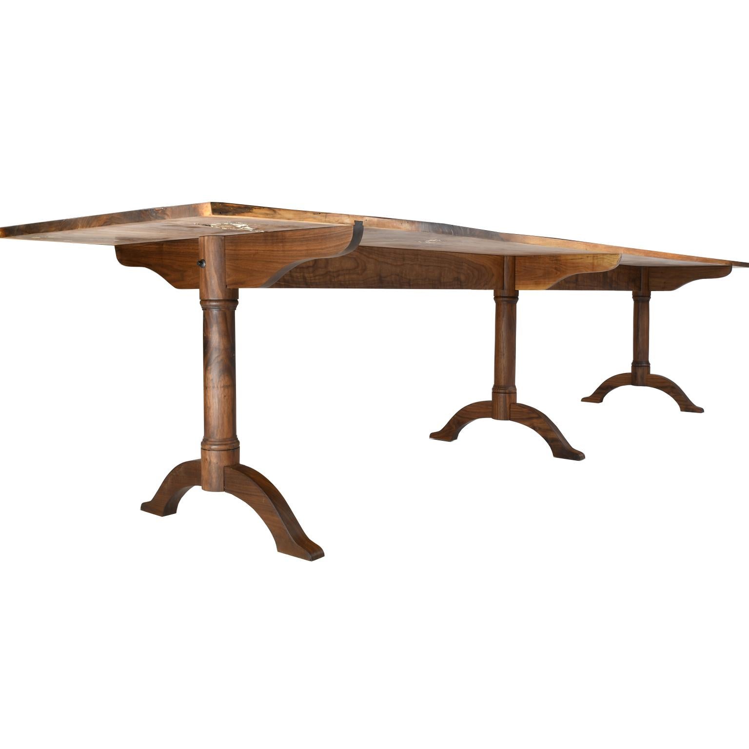 Bonnin Ashley Custom-Made Dining Table in Black Walnut w/ Hand Rubbed Oil Finish For Sale 2