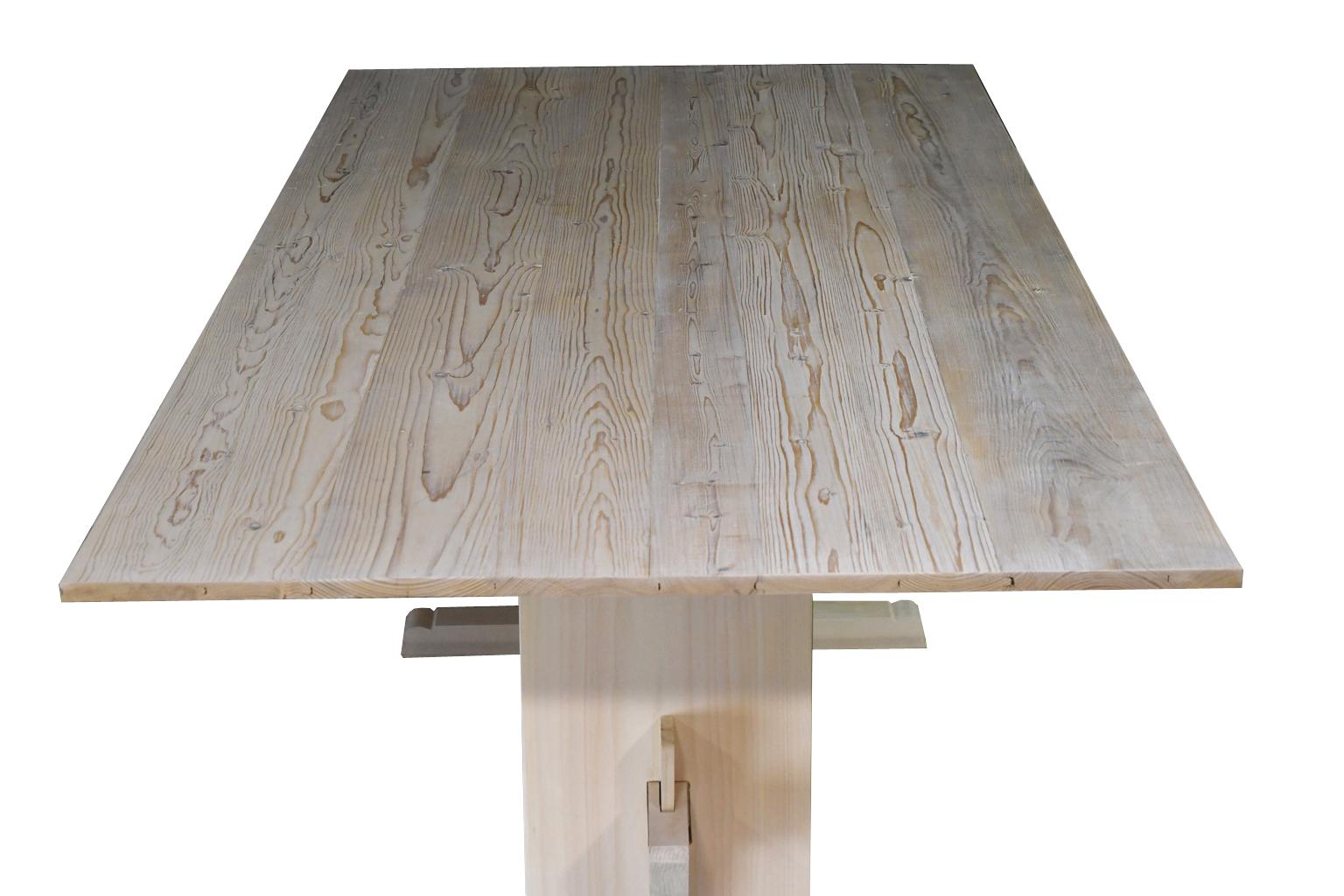 Gustavian Bonnin Ashley Custom Made “Noland” 7' Dining Table in Repurposed European Pine For Sale