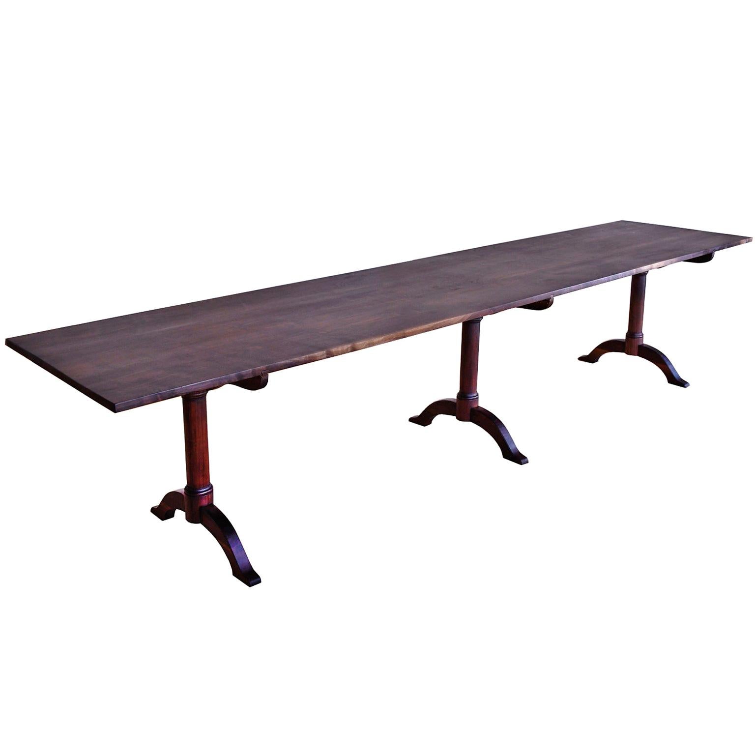 12' Long Bonnin Ashley Table à manger/ buffet sur mesure en noyer noir enfumé