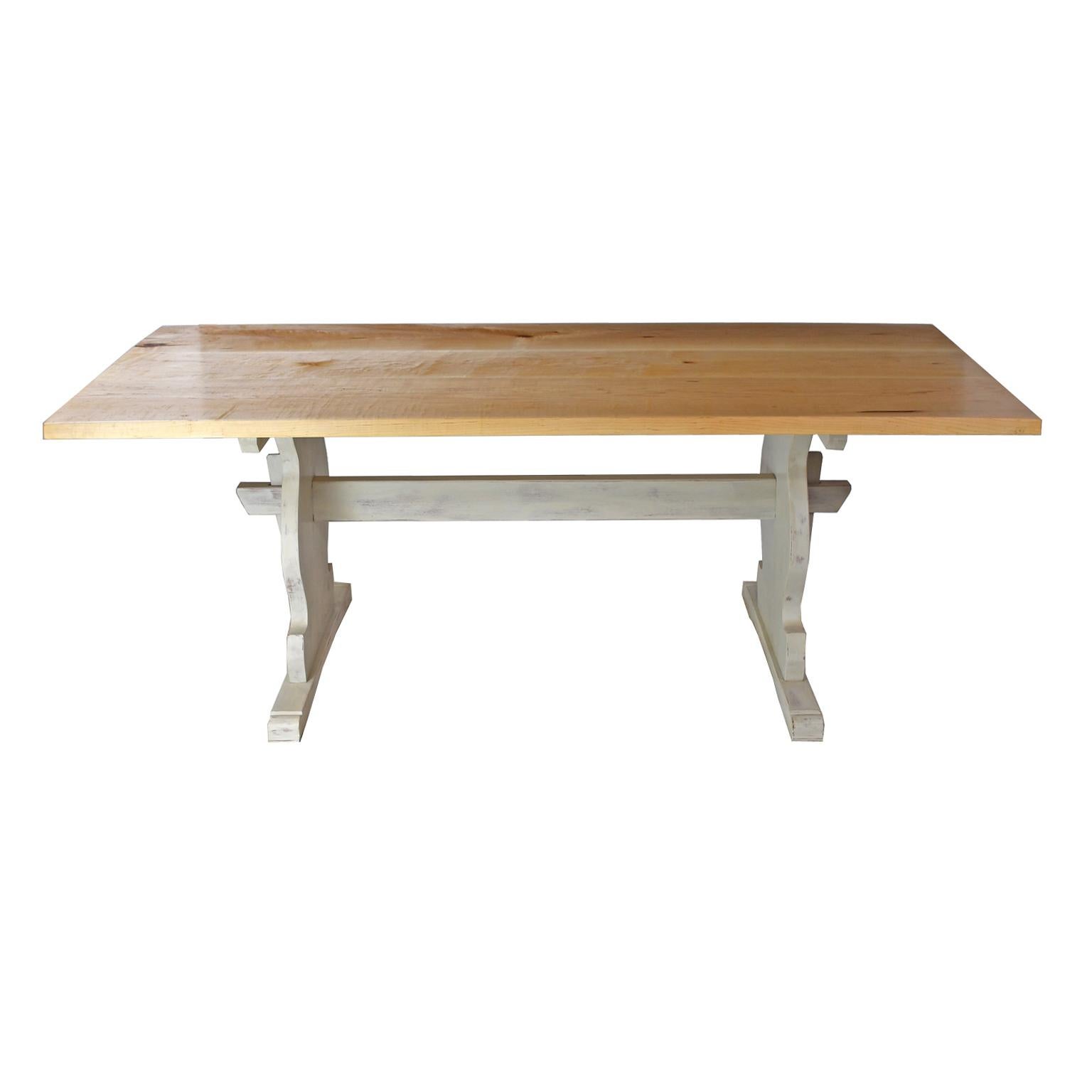 Bonnin Ashley Custom Made “Thorvald”  Dining Table with Painted Base & Maple Top In New Condition For Sale In Miami, FL